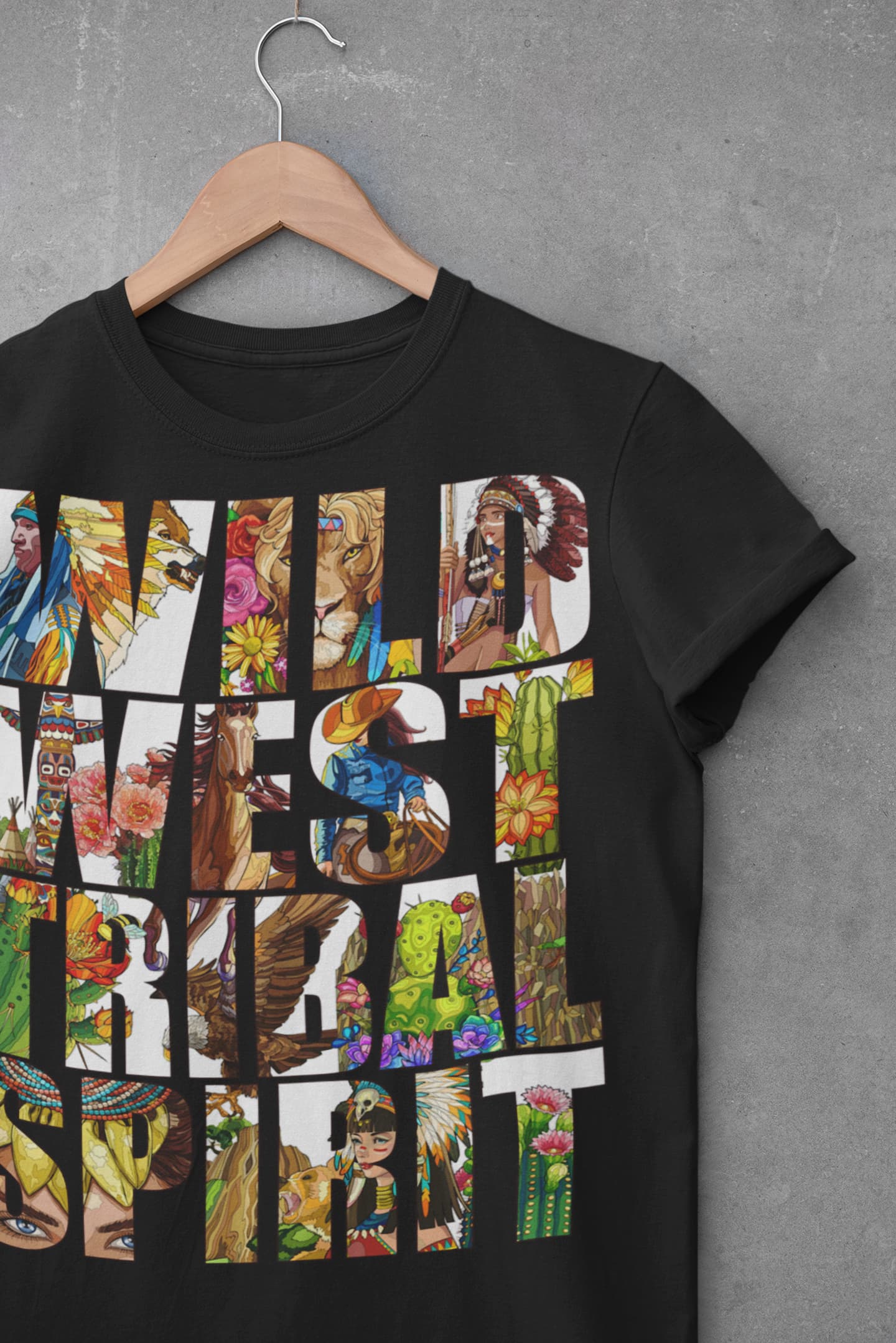 Wild Western Tribe Graphic Tee Shirt, Hoodie Sweatshirt