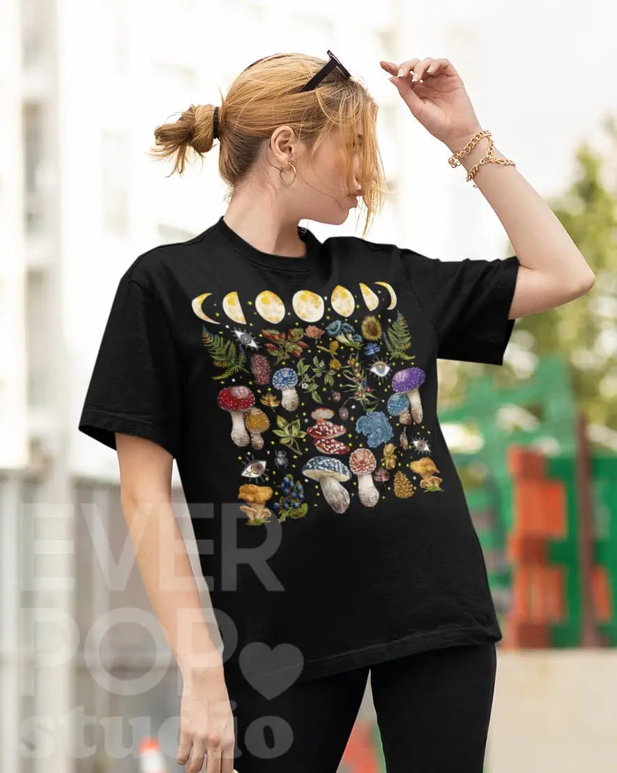 Moon Mushroom Graphic Tee Shirt, Hoodie Sweatshirt