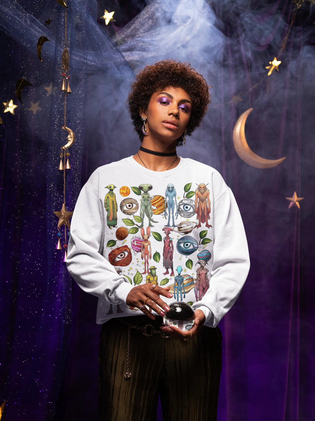 Alien Cosmic Watchers Graphic Tee Shirt, Hoodie Sweatshirt