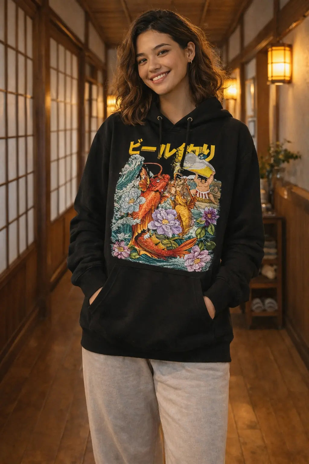 Japanese Koi Beer Graphic Tee Shirt, Hoodie Sweatshirt