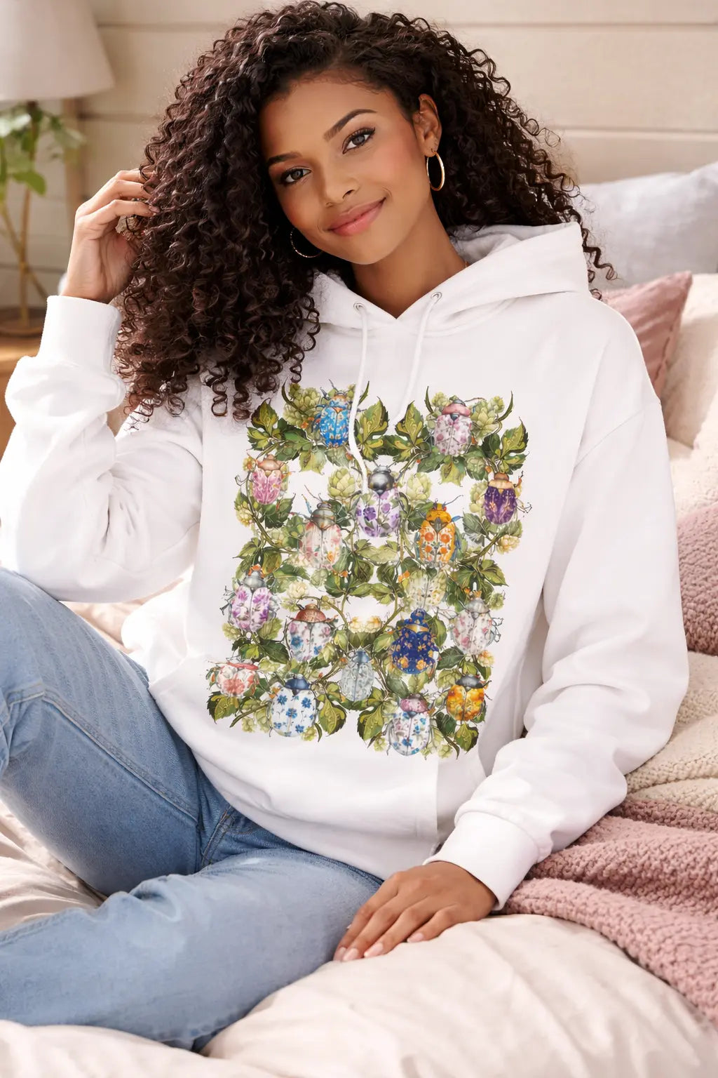 Floral Beetle Botanical Graphic Tee Shirt, Hoodie Sweatshirt