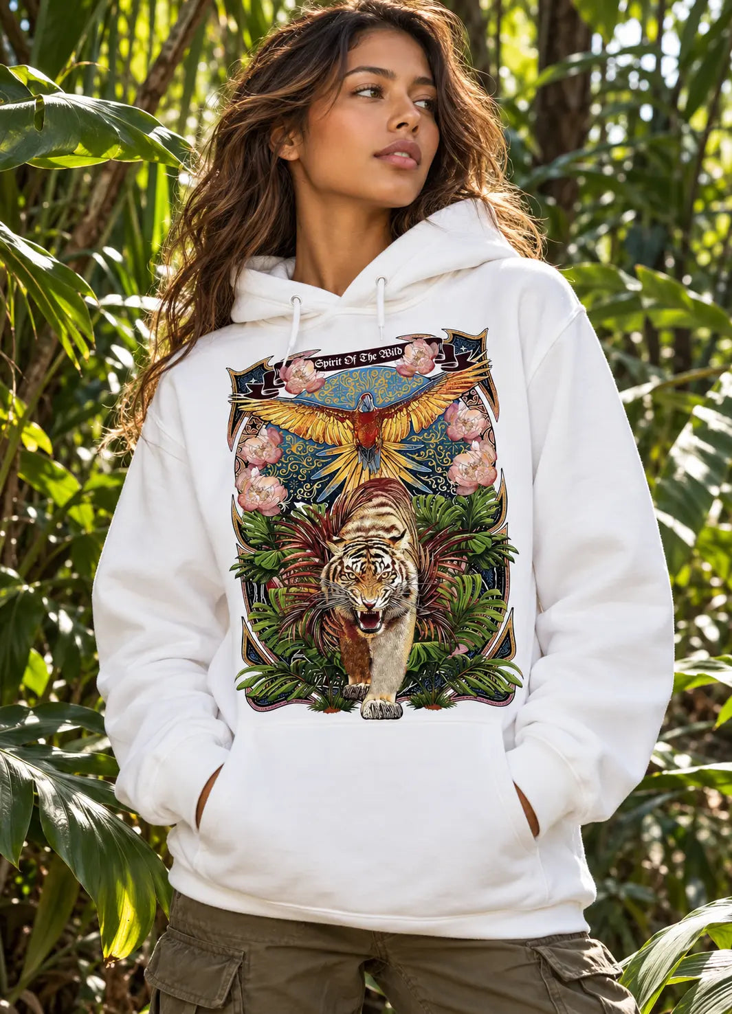 Tropical Tiger Graphic Tee Shirt, Hoodie Sweatshirt