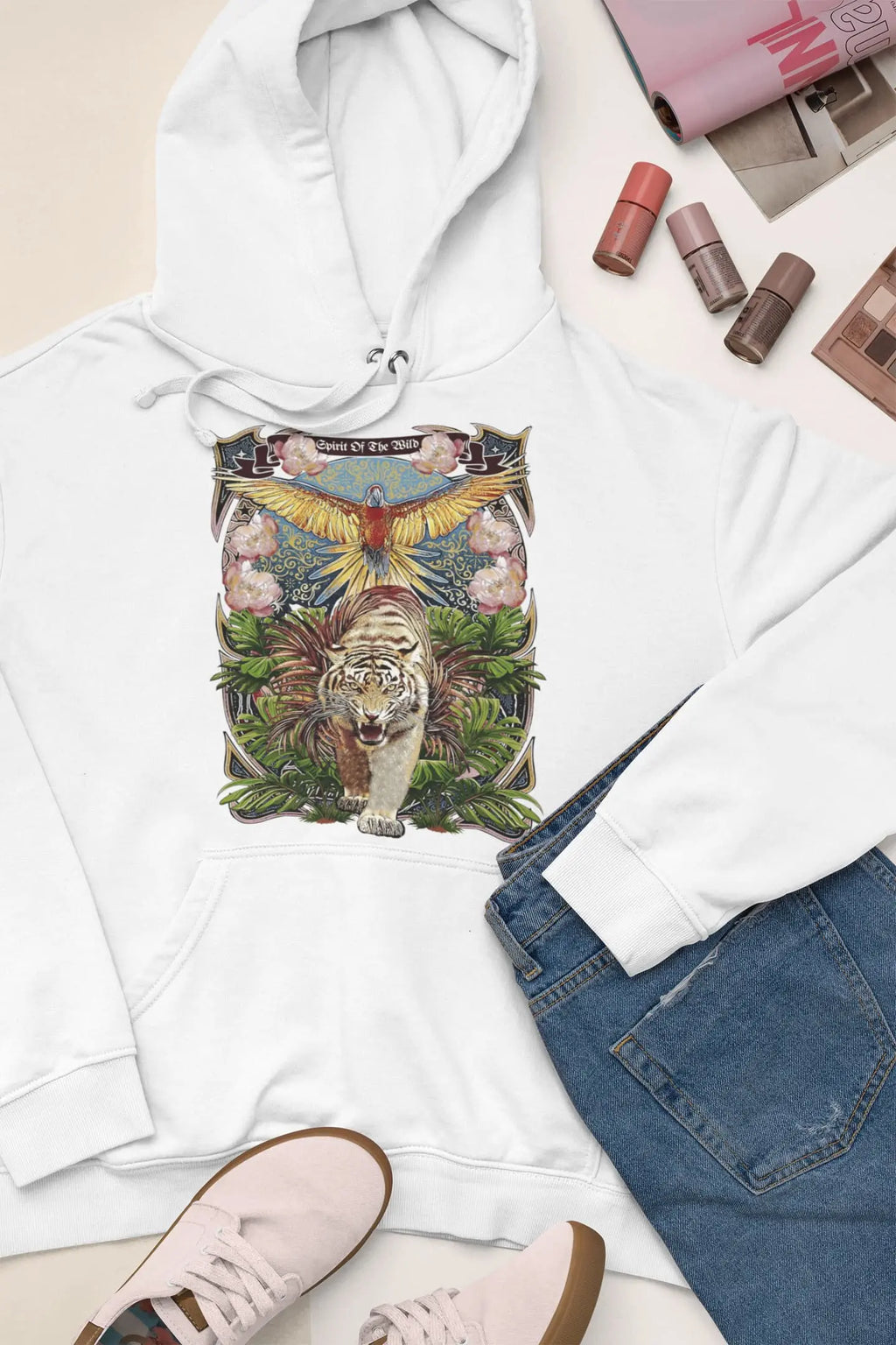 Tropical Tiger Graphic Tee Shirt, Hoodie Sweatshirt