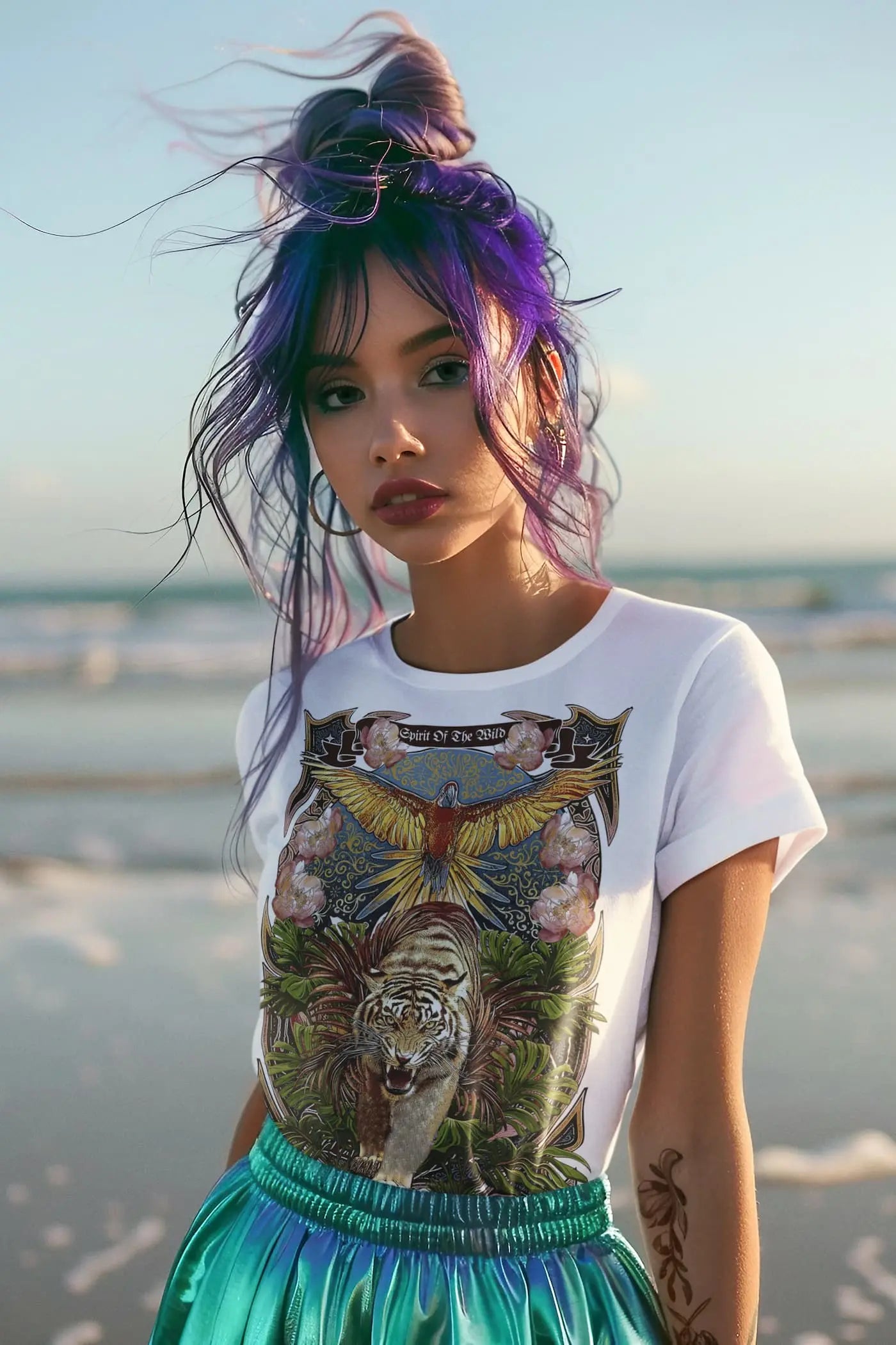 Tropical Tiger Graphic Tee Shirt, Hoodie Sweatshirt
