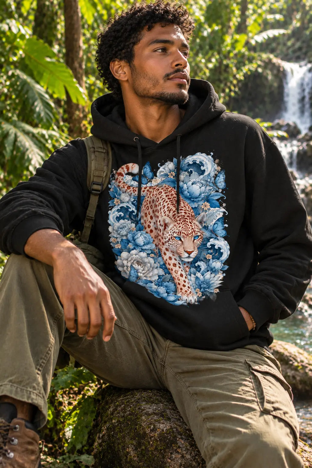Blue Leopard Graphic Tee Shirt, Hoodie Sweatshirt