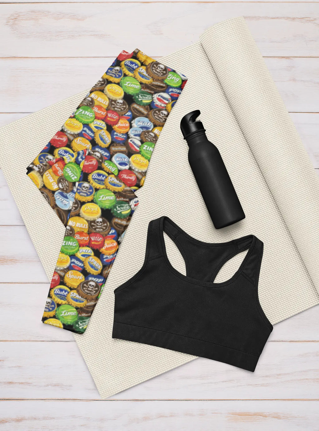 Vintage Bottle Cap Leggings: Gothic Yoga Pants, Gym Workout Clothes