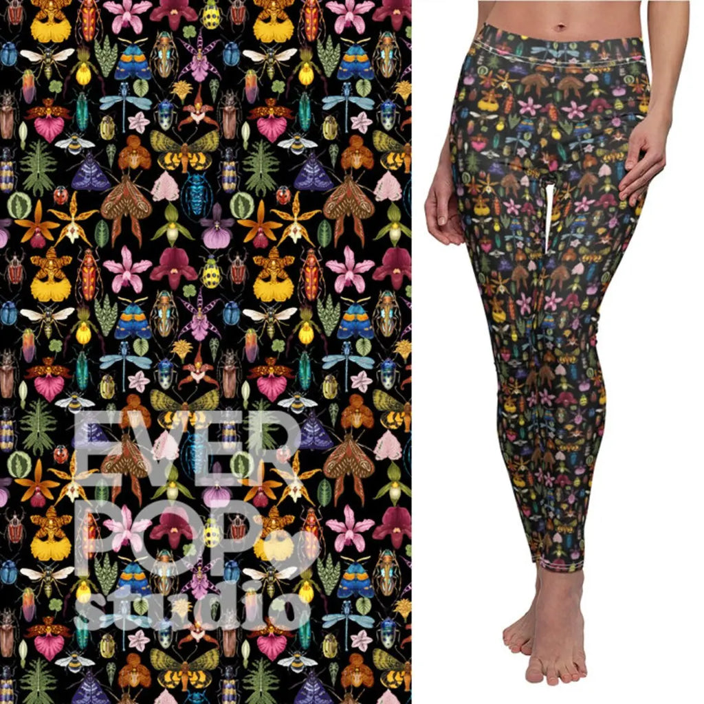 Bug Floral Leggings: Flower Print Yoga Pants, Fitness Apparel