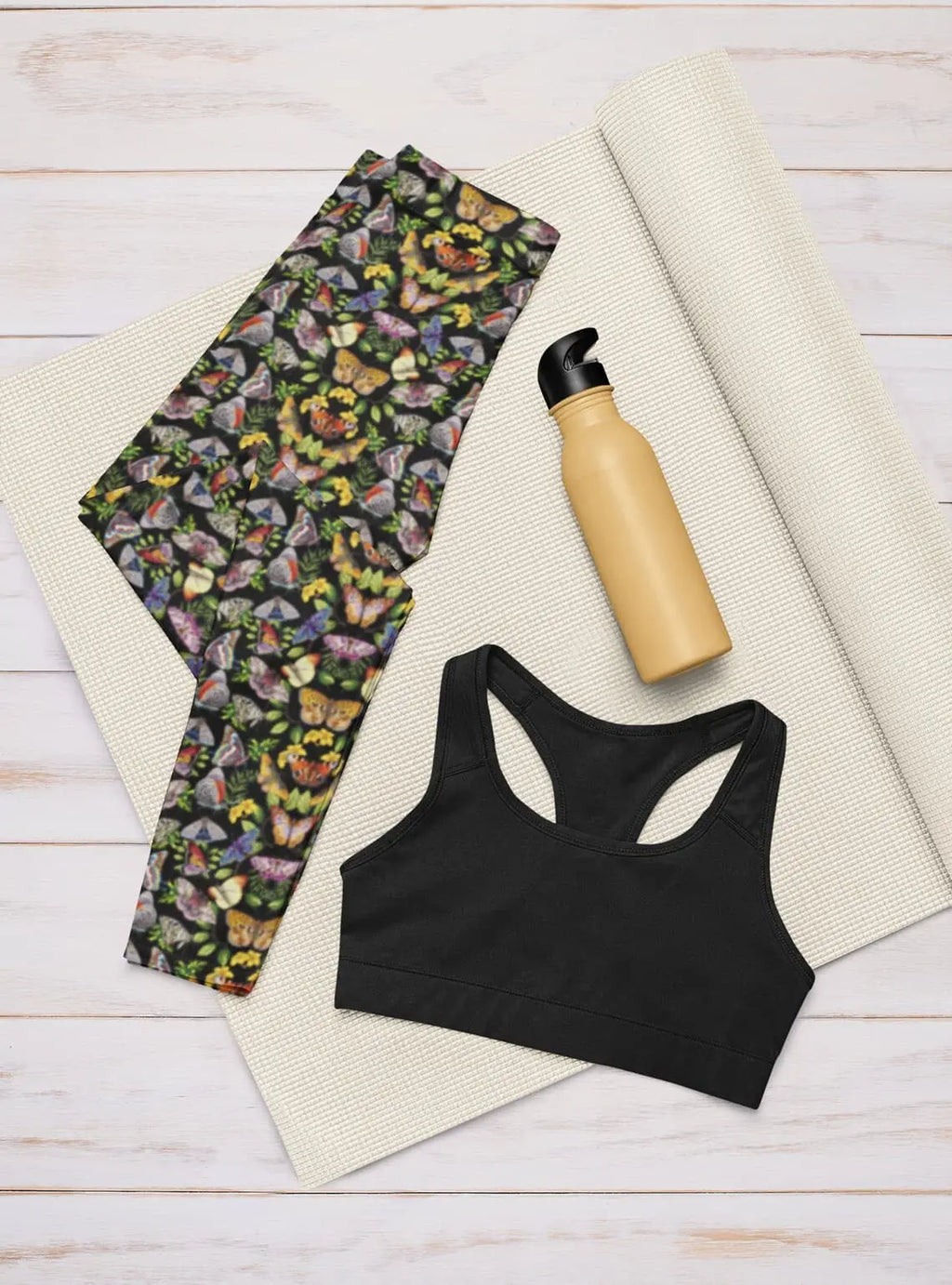 Butterfly Floral Leggings: Moth Print Yoga Pants, Fitness Apparel