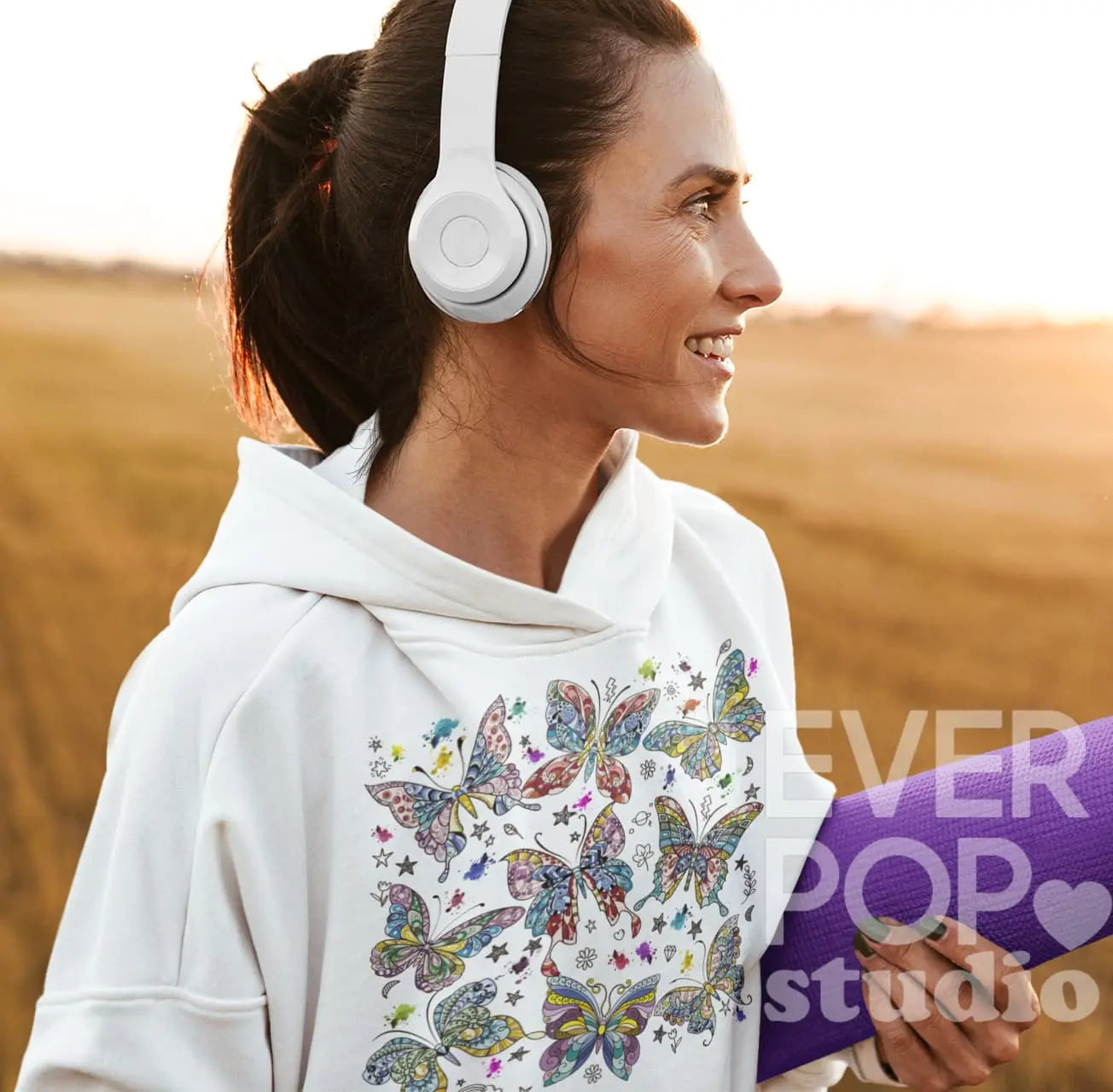 Mandala Butterfly Graphic Tee Shirt, Hoodie Sweatshirt