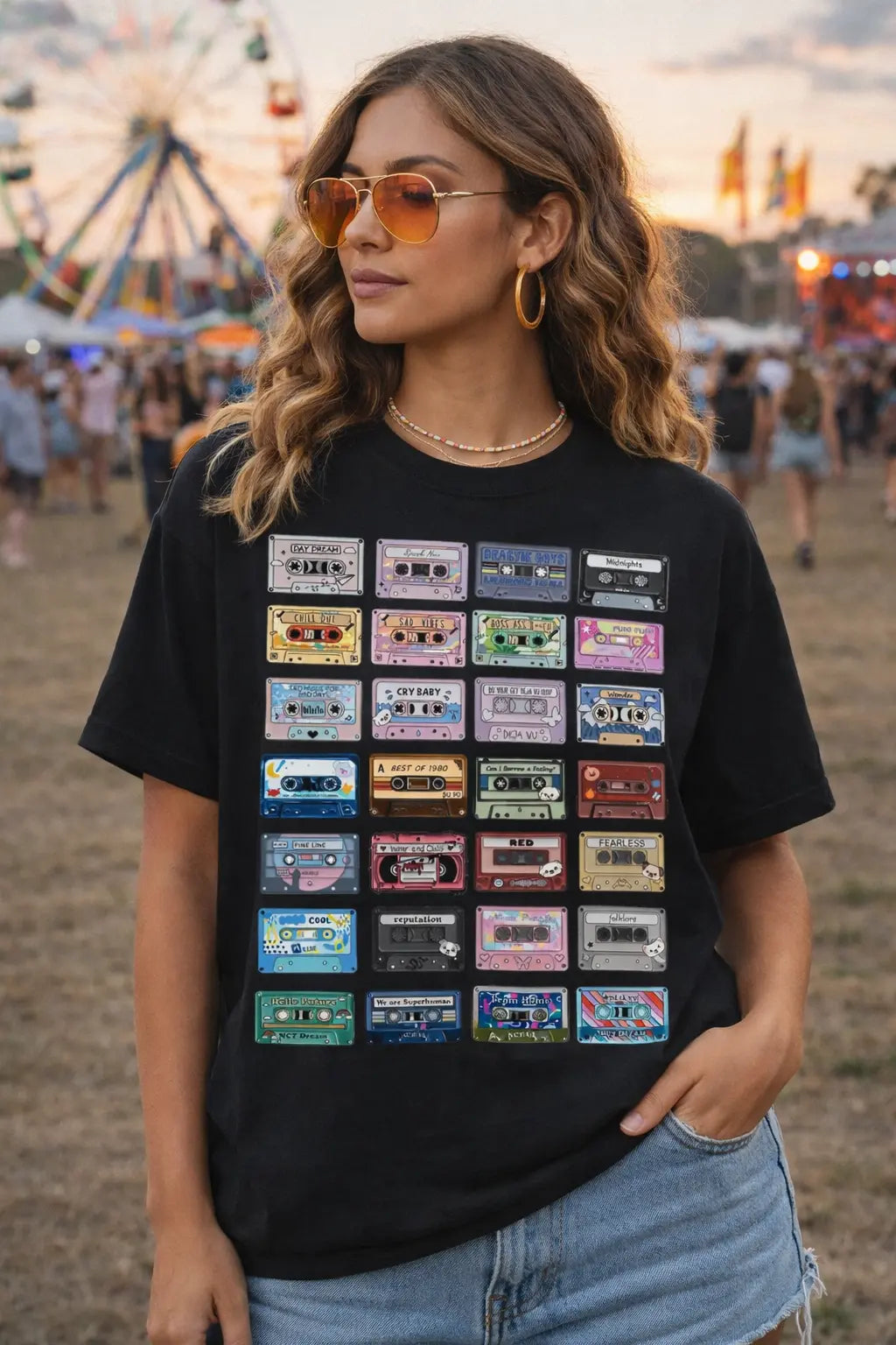 Retro Cassette Tape Graphic Tee Shirt, Hoodie Sweatshirt