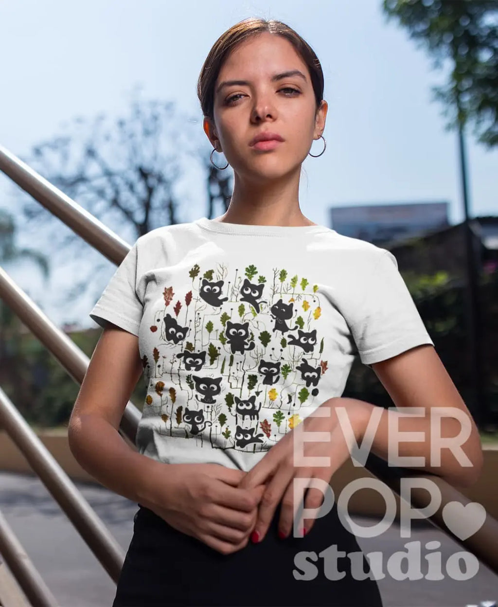 Cute Cat Tree Graphic Tee Shirt, Hoodie Sweatshirt