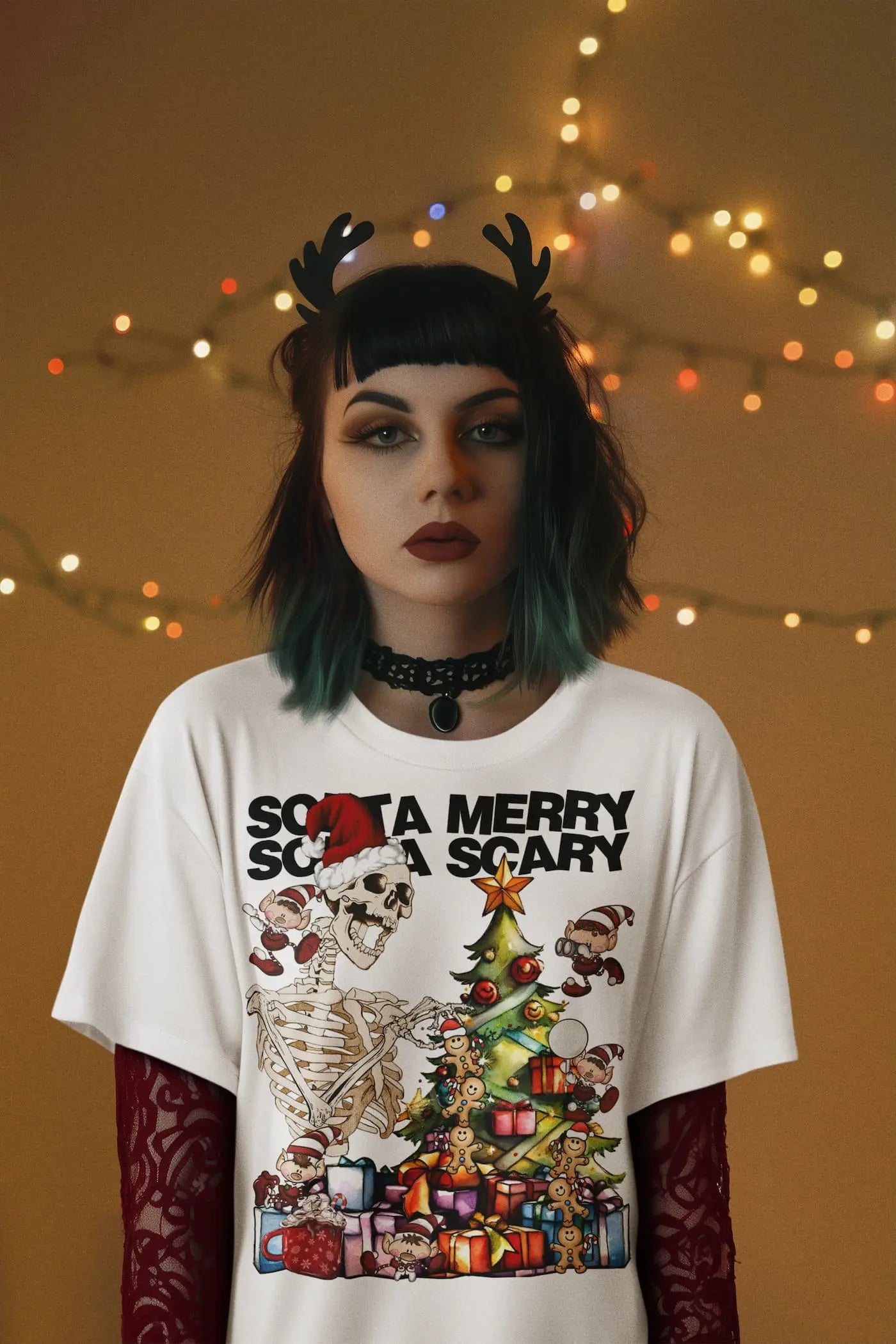 Sorta Merry Sorta Scary, Christmas Graphic Tee Shirt, Hoodie Sweatshirt