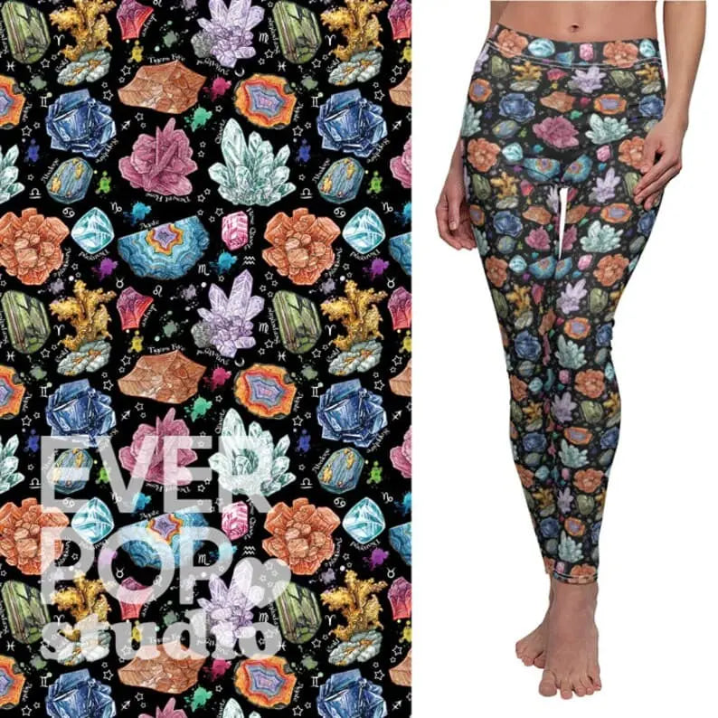 Crystal Print Leggings: Spandex Yoga Pants, Activewear