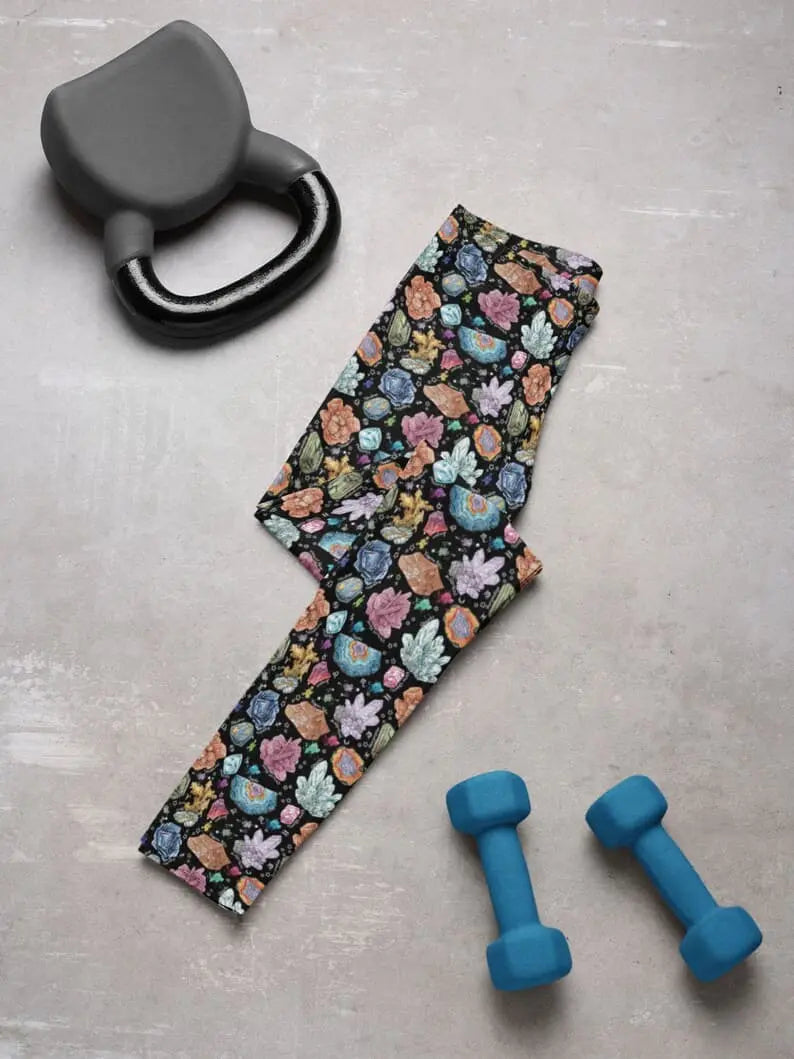 Crystal Print Leggings: Spandex Yoga Pants, Activewear