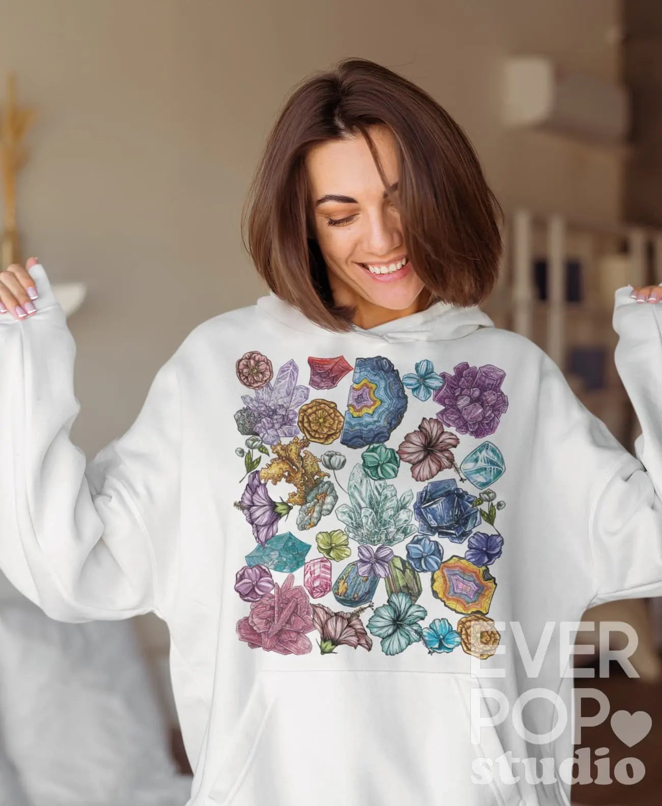 Crystal Flower Graphic Tee Shirt, Hoodie Sweatshirt
