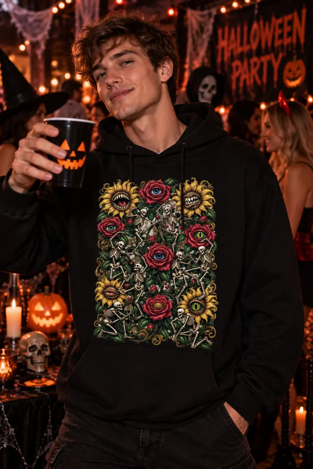 Halloween Dancing Skeletons Graphic Tee Shirt, Hoodie Sweatshirt
