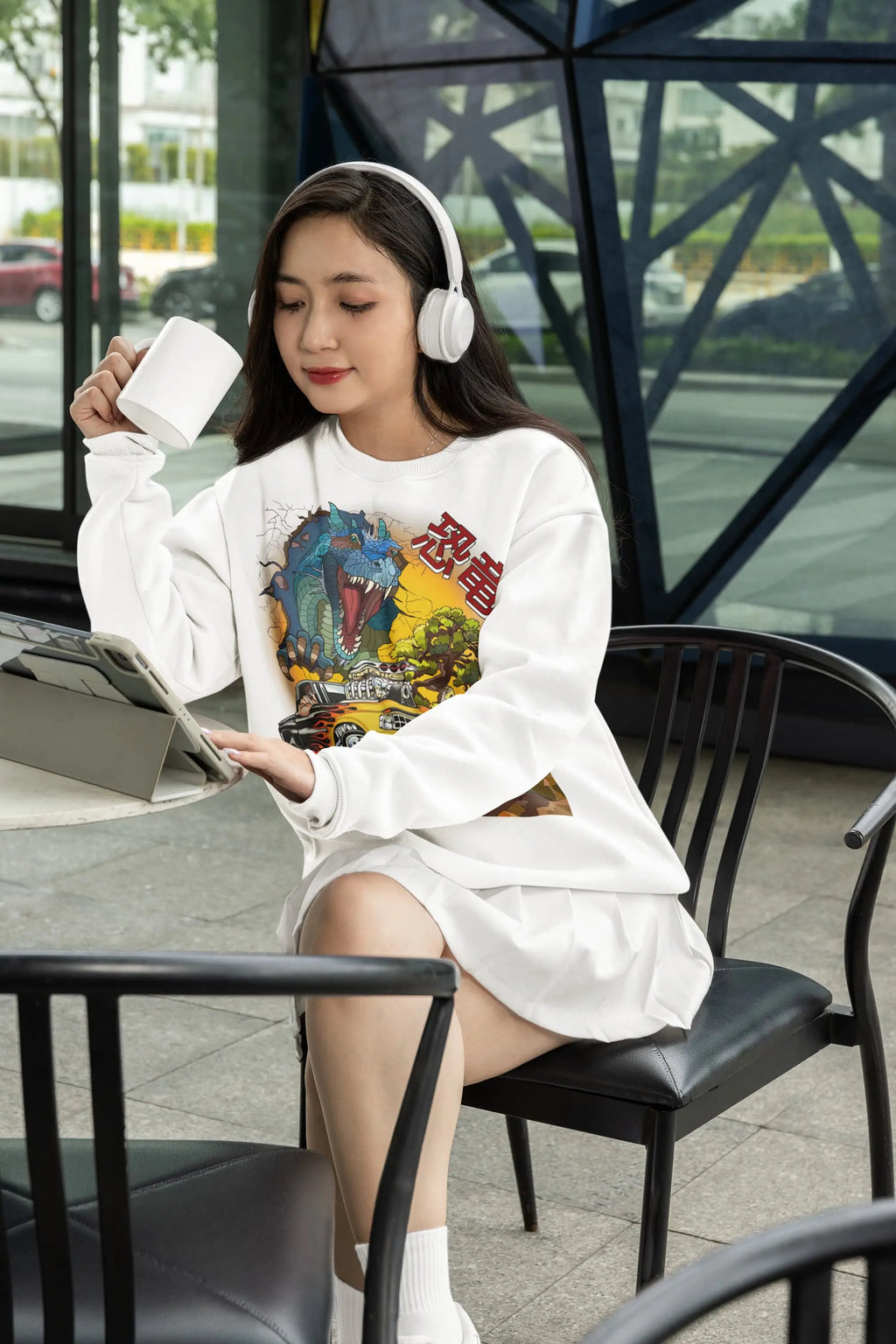 Dino car Race Graphic Tee Shirt, Hoodie Sweatshirt