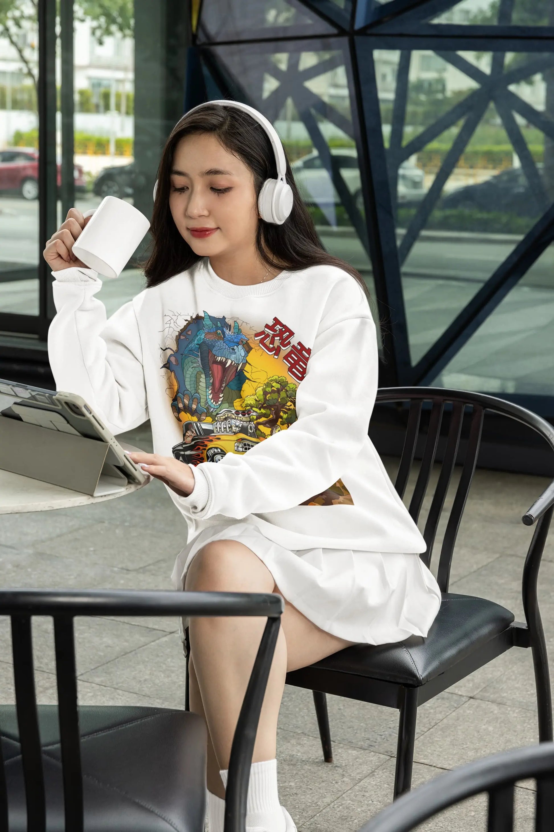 Dino car Race Graphic Tee Shirt, Hoodie Sweatshirt