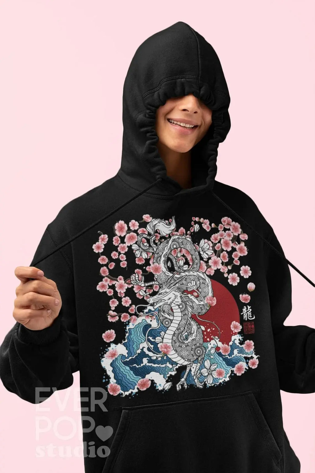 Cherry Blossom Dragon Graphic Tee Shirt, Hoodie Sweatshirt
