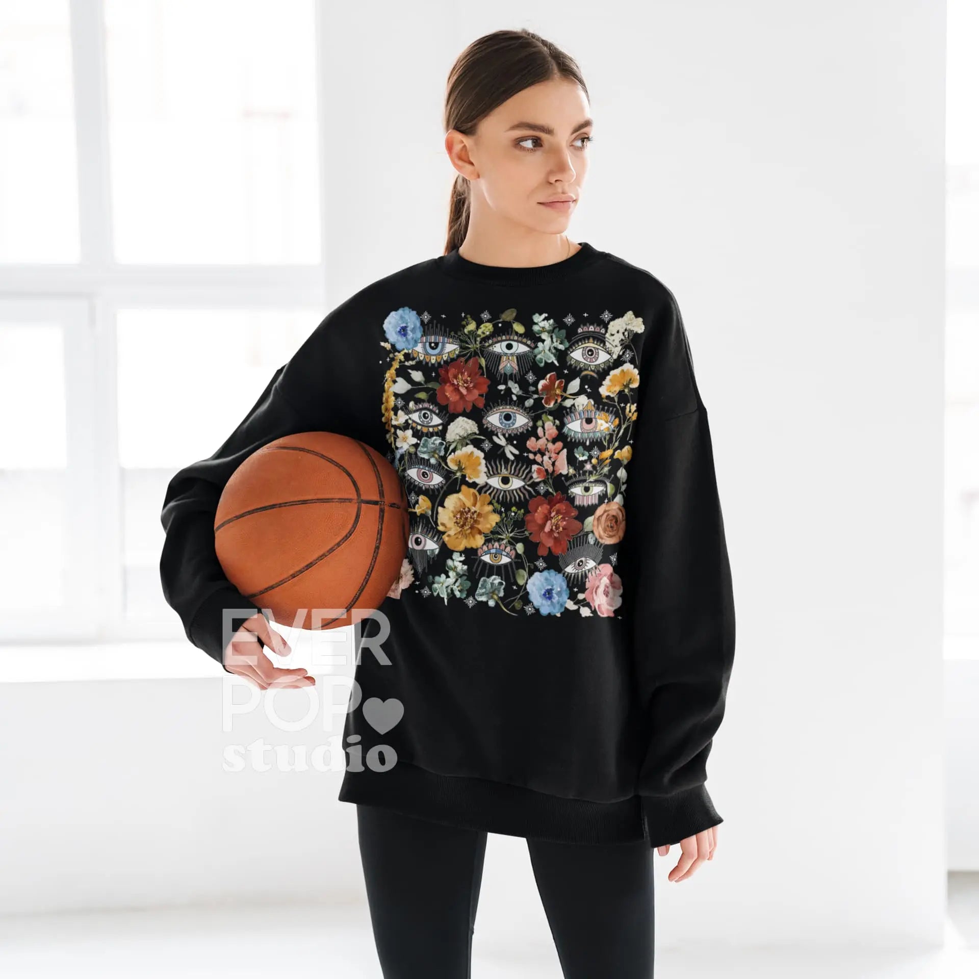 Evil Eye Floral Graphic Tee Shirt, Hoodie Sweatshirt