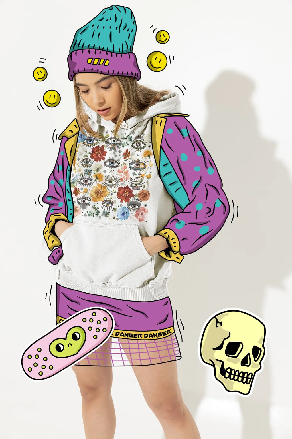 Evil Eye Floral Graphic Tee Shirt, Hoodie Sweatshirt