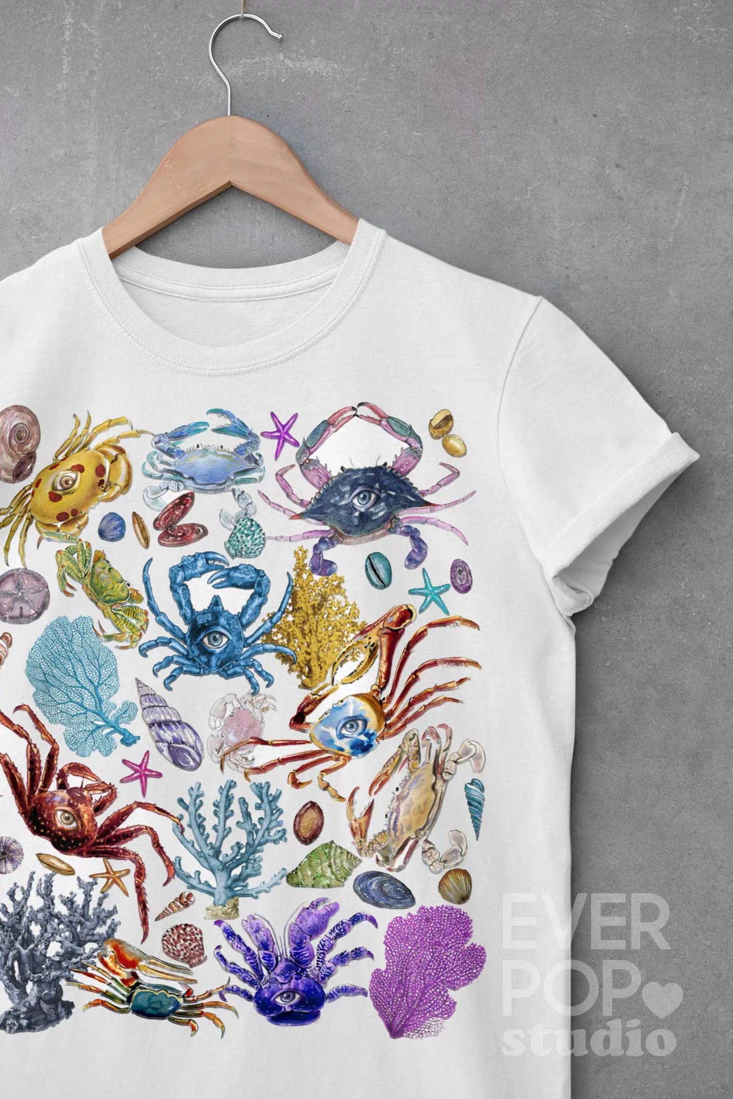 Evil Eye Shell Crab Graphic Tee Shirt, Hoodie Sweatshirt