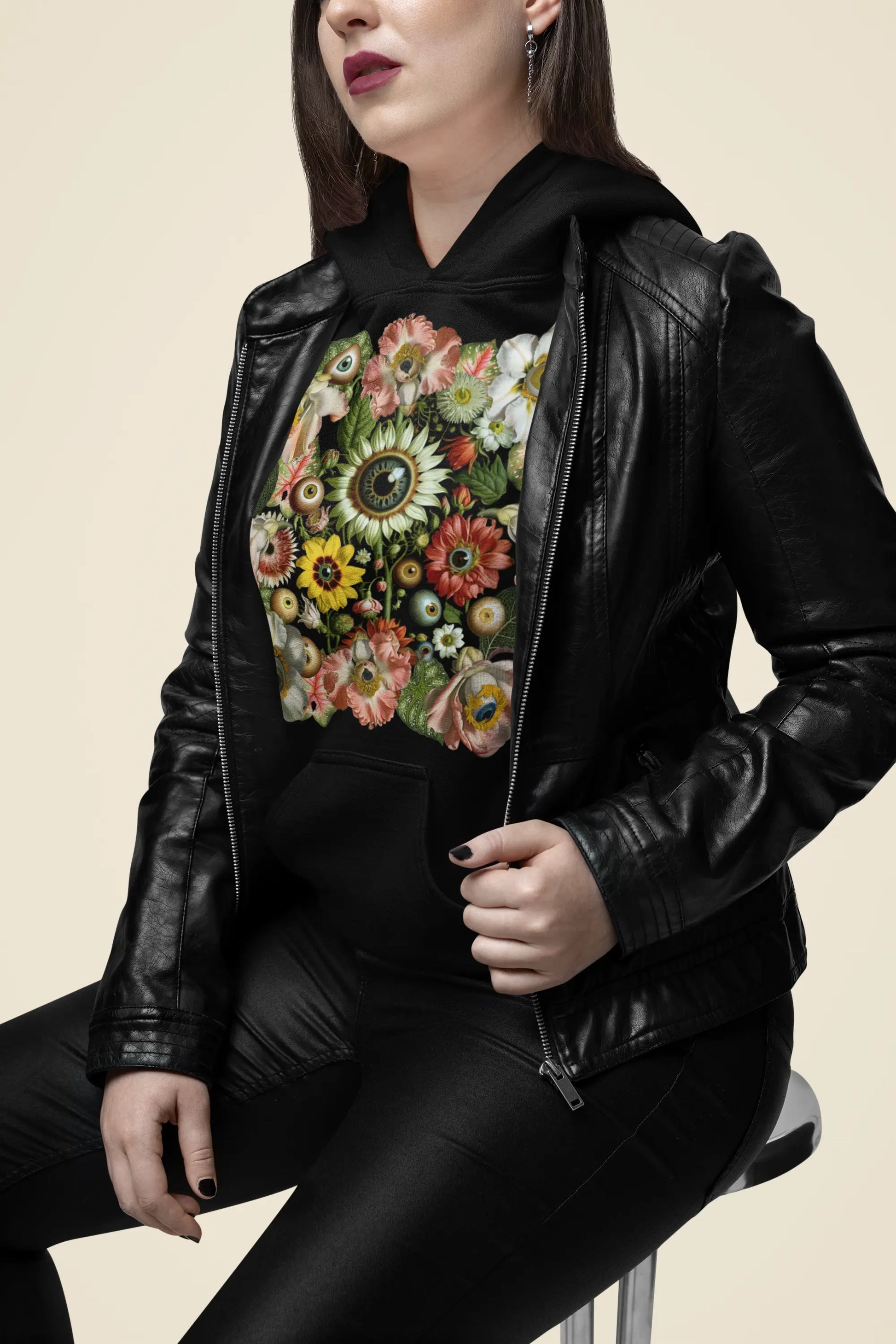 All-Seeing Garden, Surreal Floral Eye Graphic Tee Shirt, Hoodie Sweatshirt