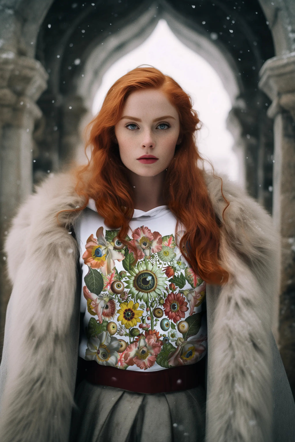 All-Seeing Garden, Surreal Floral Eye Graphic Tee Shirt, Hoodie Sweatshirt