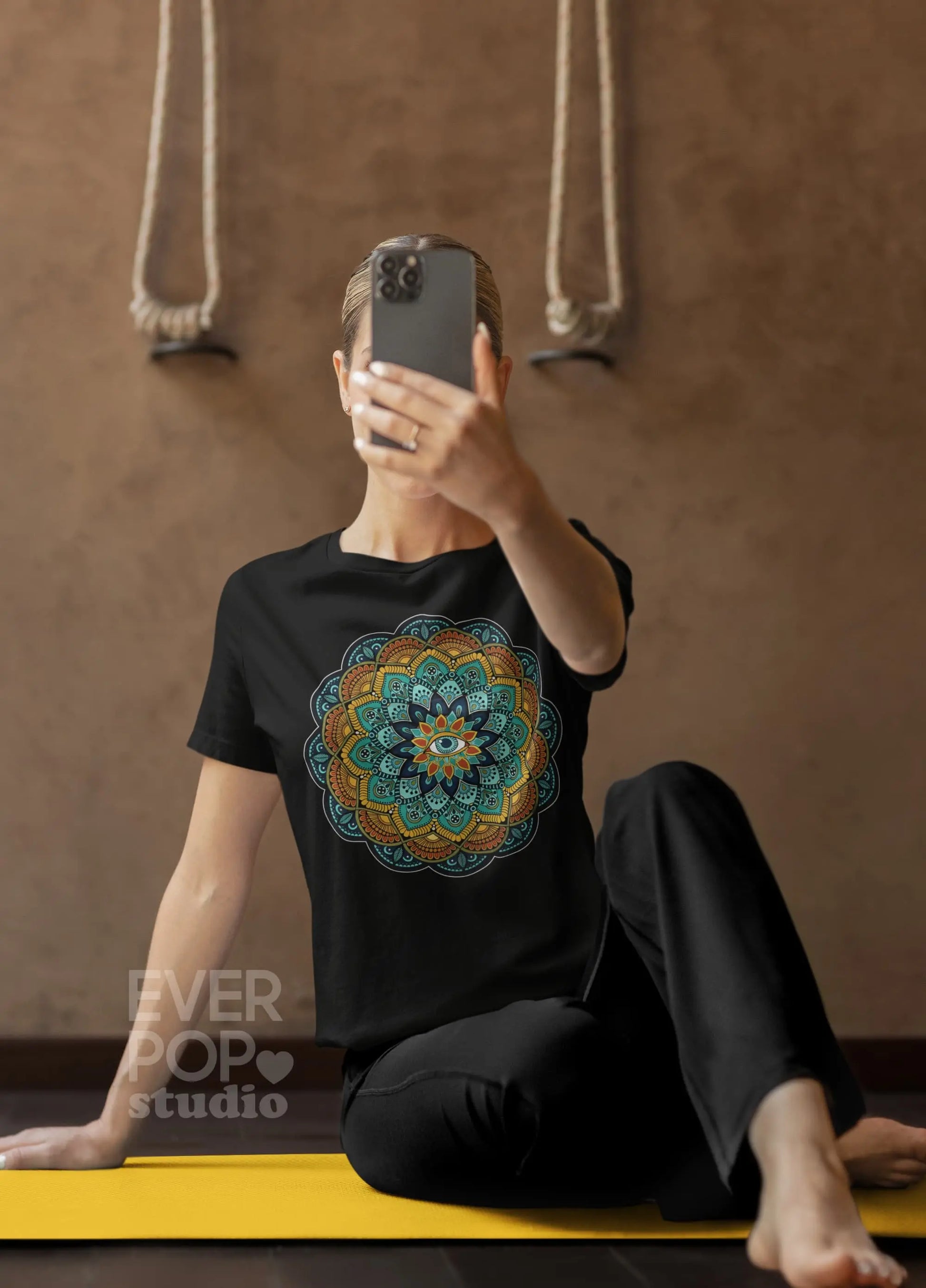 Eye Teal Mandala Graphic Tee Shirt, Hoodie Sweatshirt