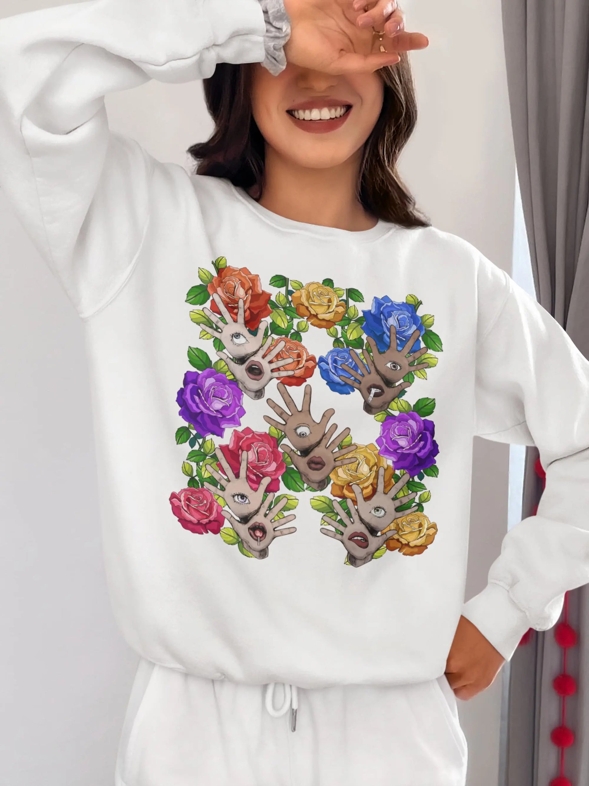 Hamsa Hand Rose Graphic Tee Shirt, Hoodie Sweatshirt
