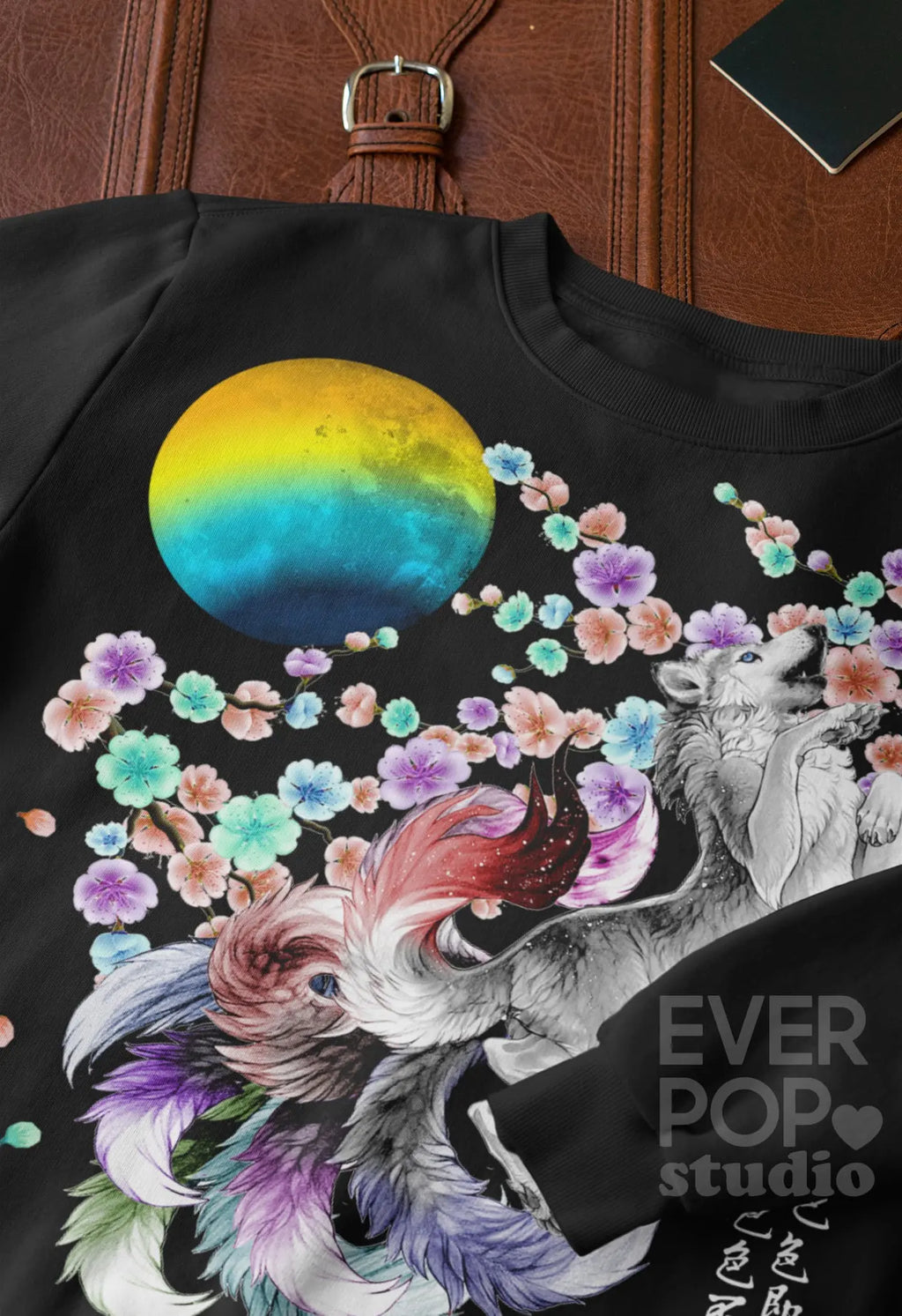 Japanese Nine Tailed Fox Graphic Tee Shirt, Hoodie Sweatshirt