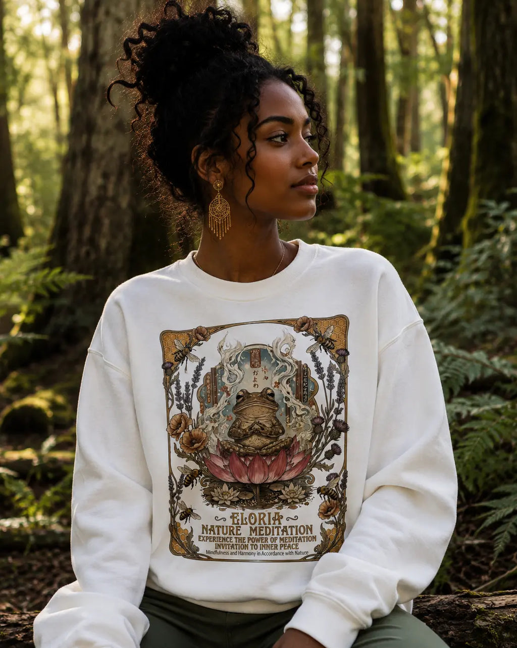 Meditation Frog on Lotus Graphic Tee Shirt, Hoodie Sweatshirt