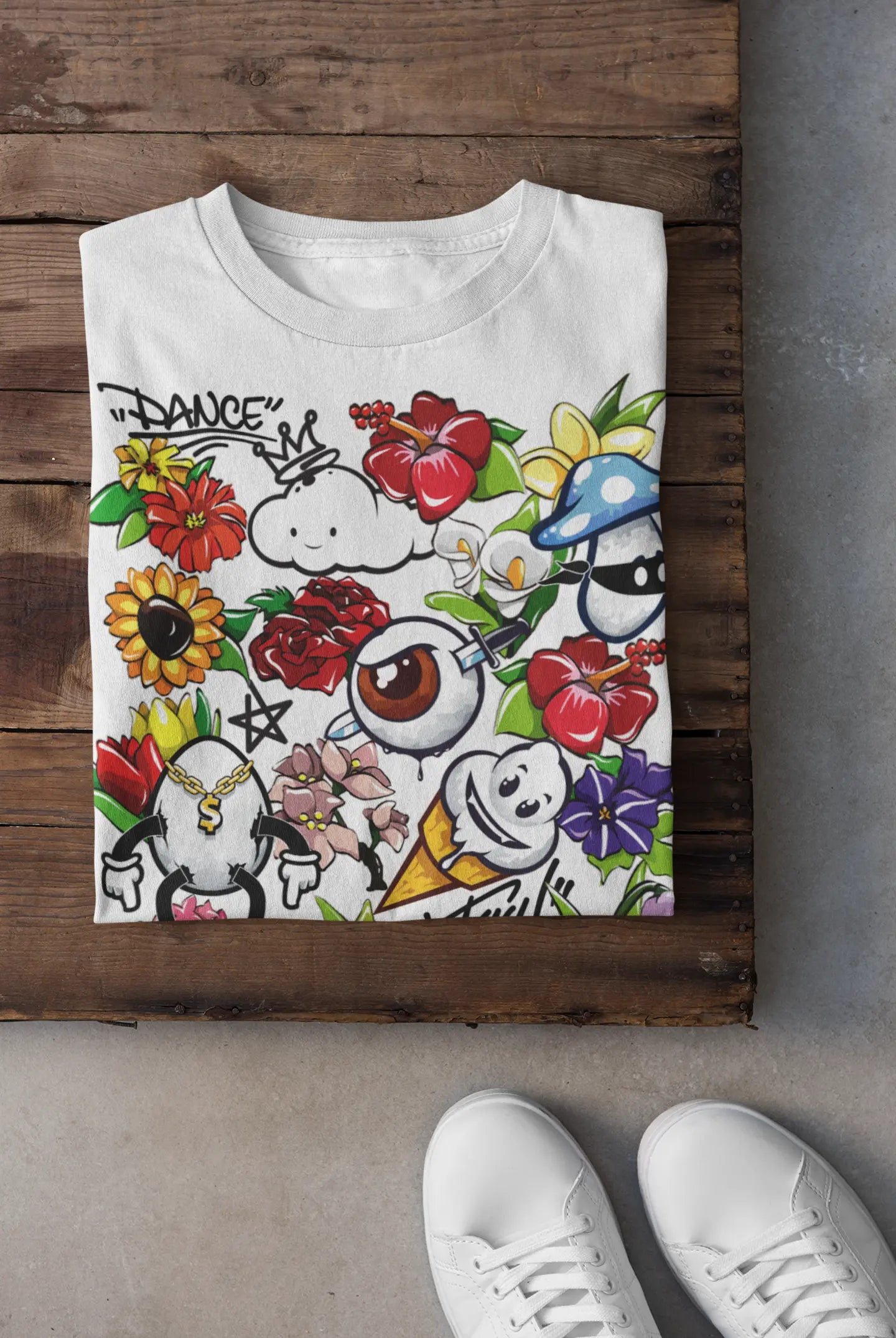 Cartoon Graffiti Graphic Tee Shirt, Hoodie Sweatshirt