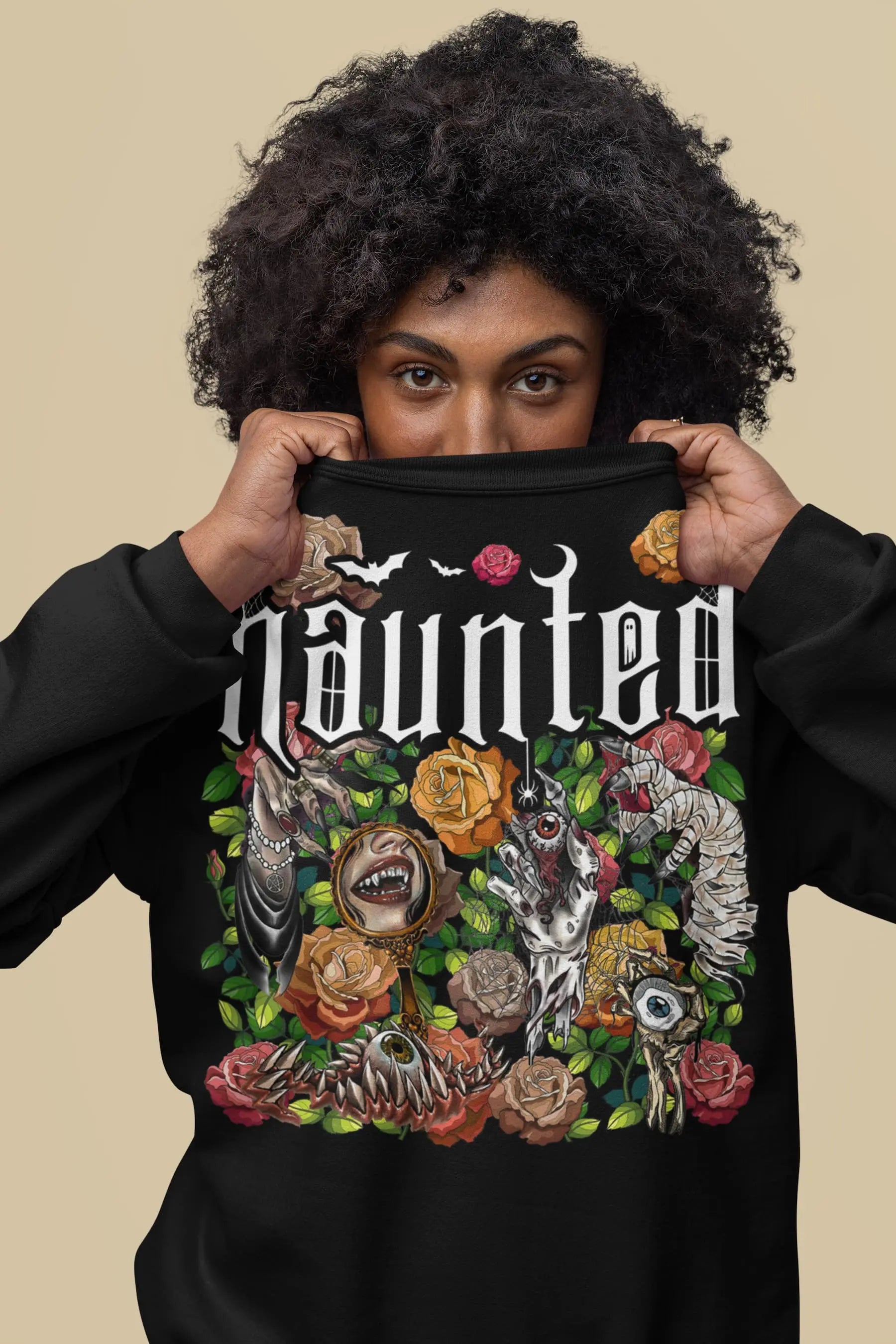 Haunted Goth  Graphic Tee Shirt, Halloween Hoodie Sweatshirt