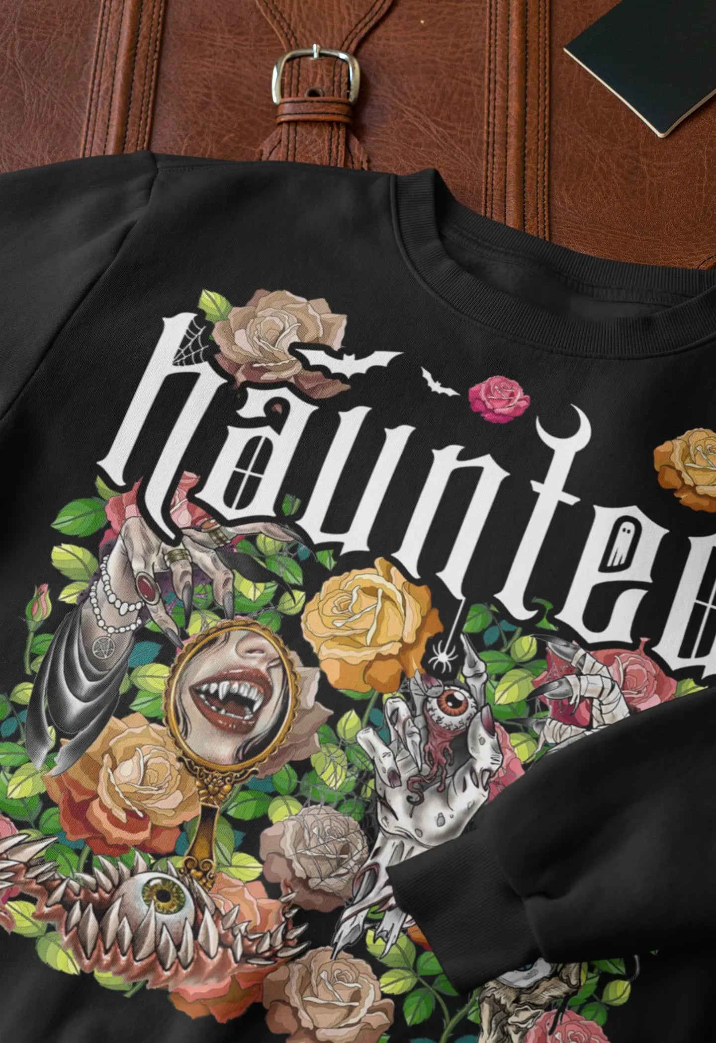 Haunted Goth  Graphic Tee Shirt, Halloween Hoodie Sweatshirt
