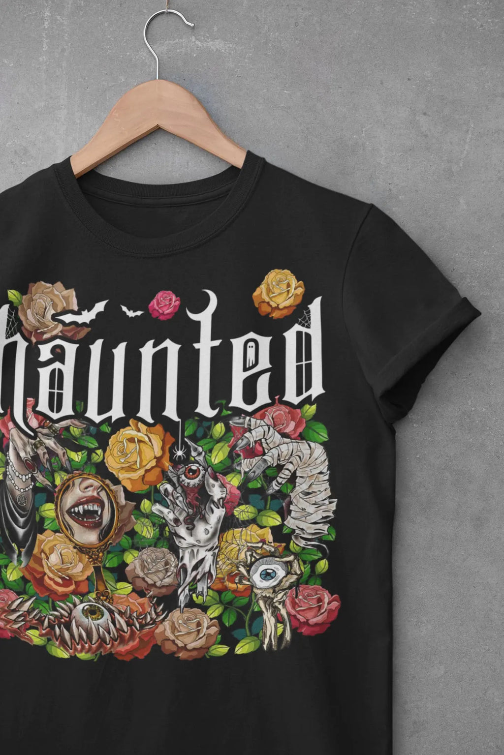 Haunted Goth  Graphic Tee Shirt, Halloween Hoodie Sweatshirt