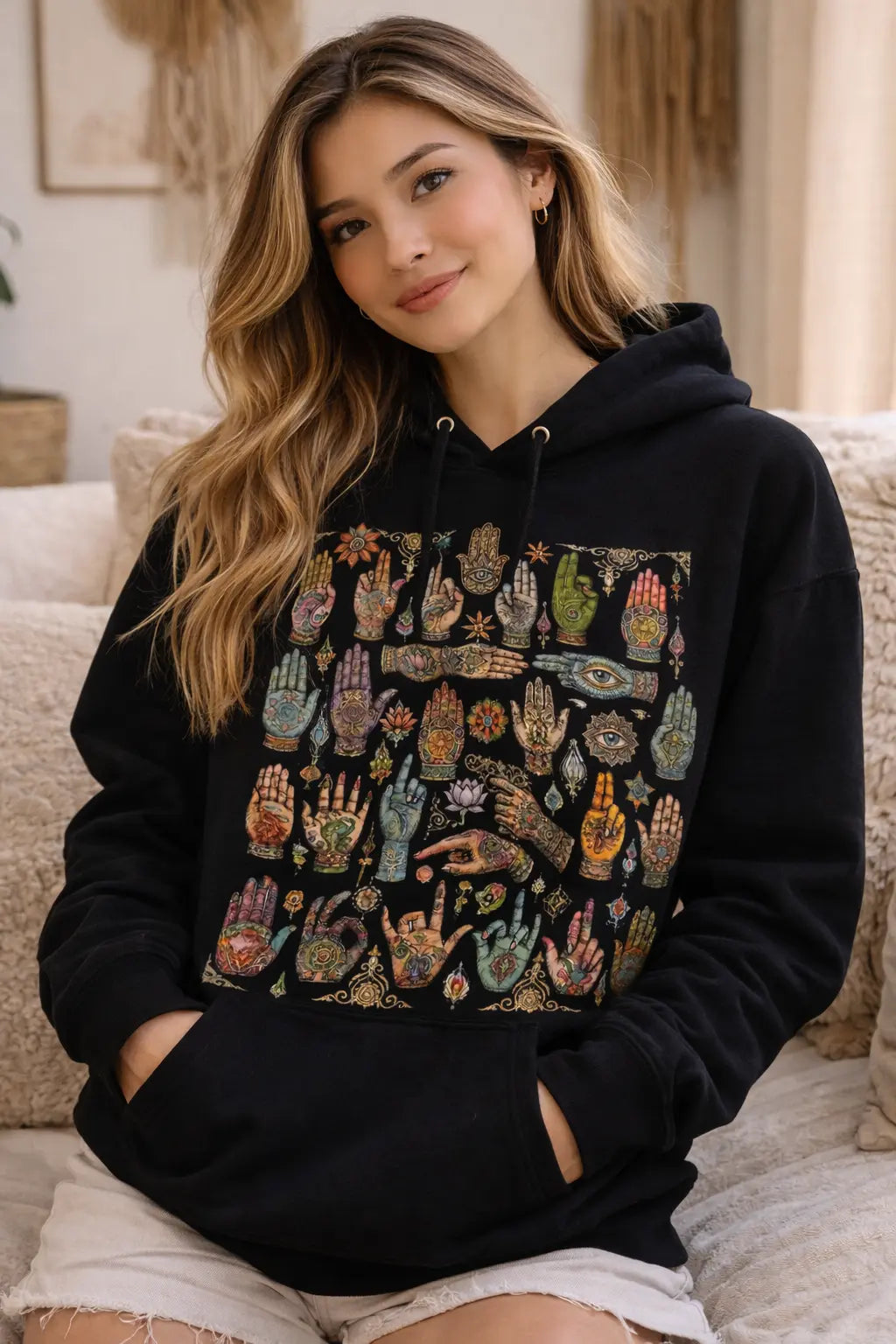 Hamsa & Third Eye Hands Graphic Tee Shirt, Hoodie Sweatshirt