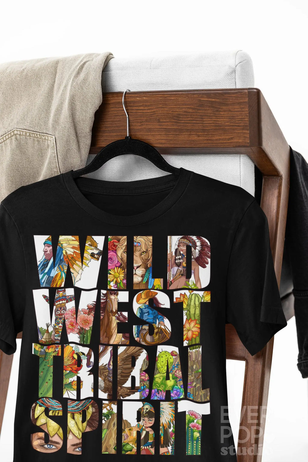 Wild Western Tribe  Graphic Tee Shirt, Hoodie Sweatshirt