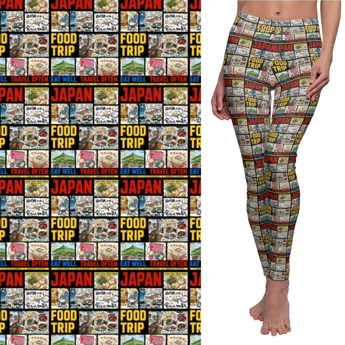 Japan Food Trip  Leggings: Gothic Yoga Pants, Gym Workout Clothes