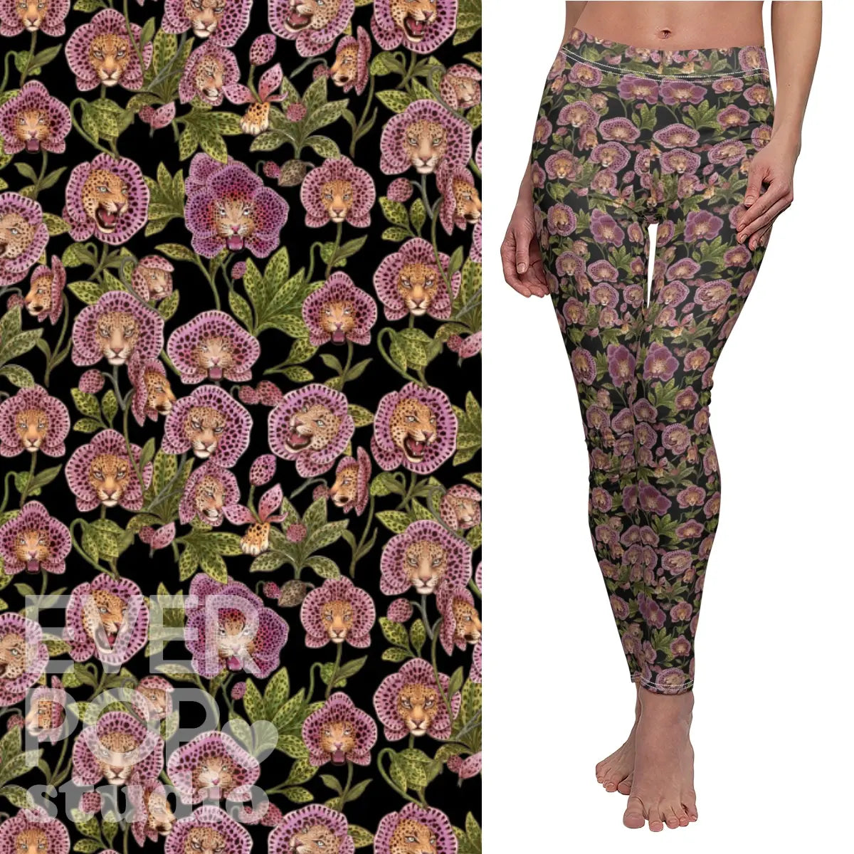 Leopard Orchid  Leggings: Gothic Yoga Pants, Gym Workout Clothes