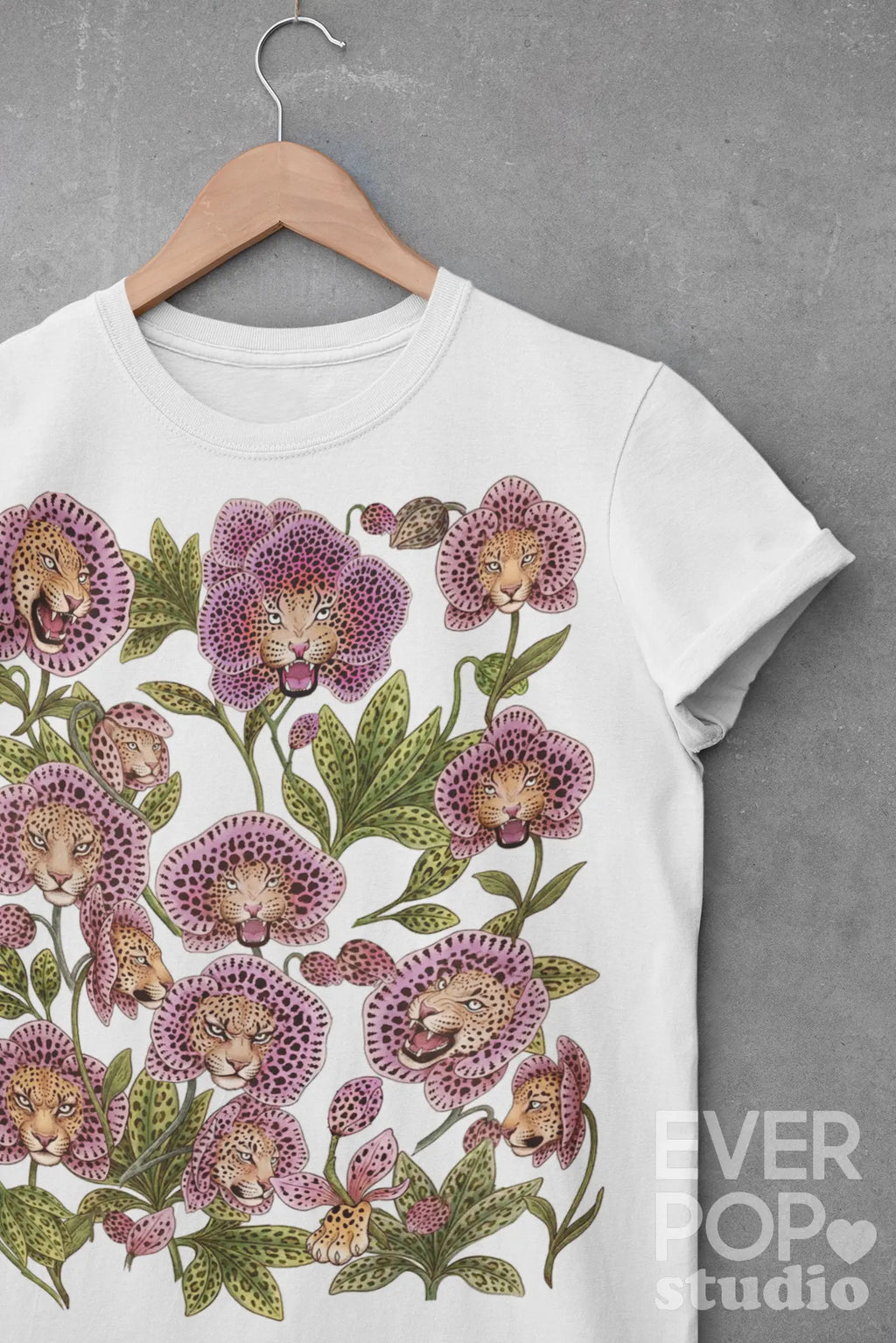 Leopard Orchid Bloom Graphic Tee Shirt, Hoodie Sweatshirt
