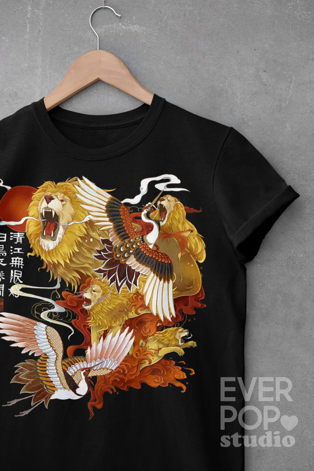 Lion Crane Graphic Tee Shirt, Hoodie Sweatshirt