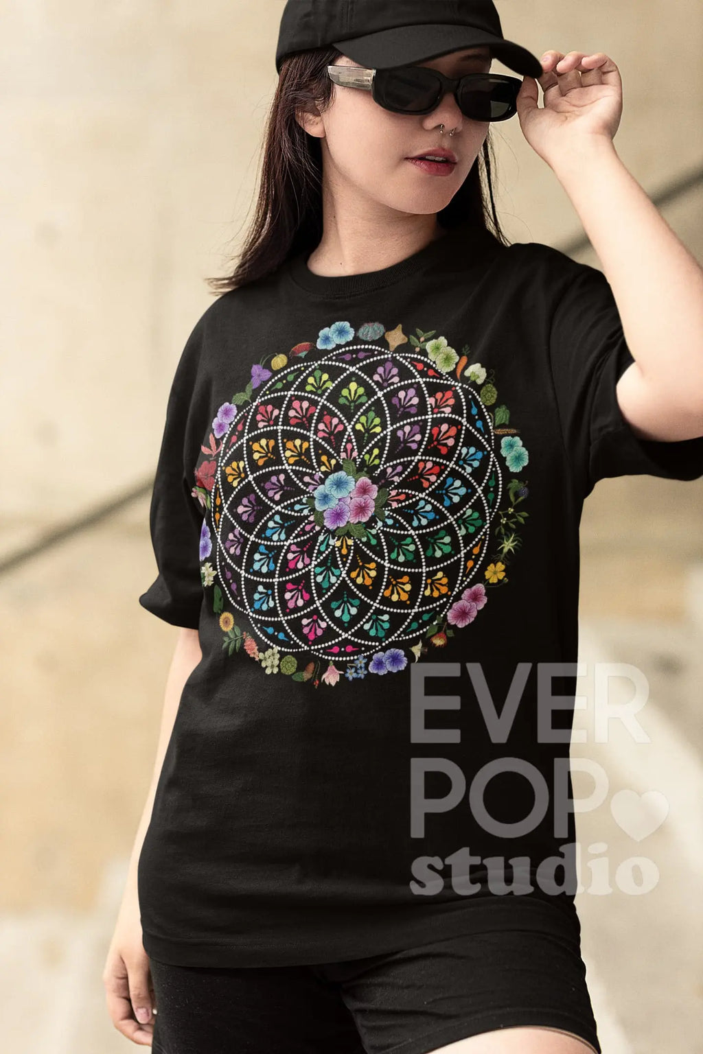 Floral Mandala Graphic Tee Shirt, Hoodie Sweatshirt