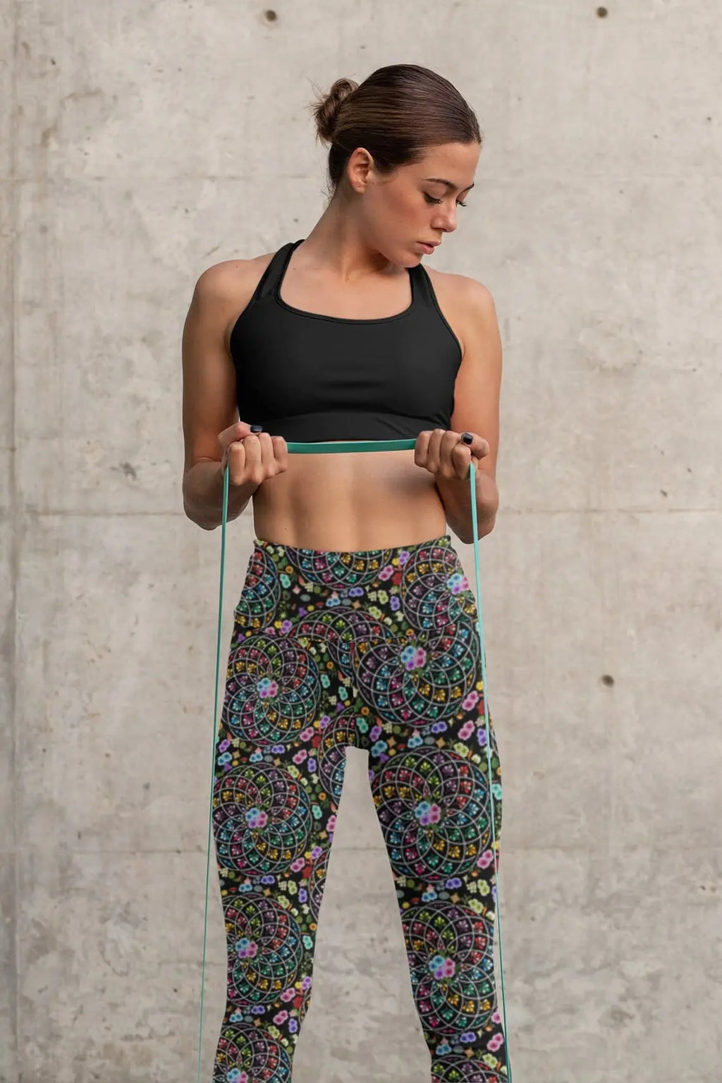 Mandala Leggings: Boho Floral Rainbow Print - Women's Activewear