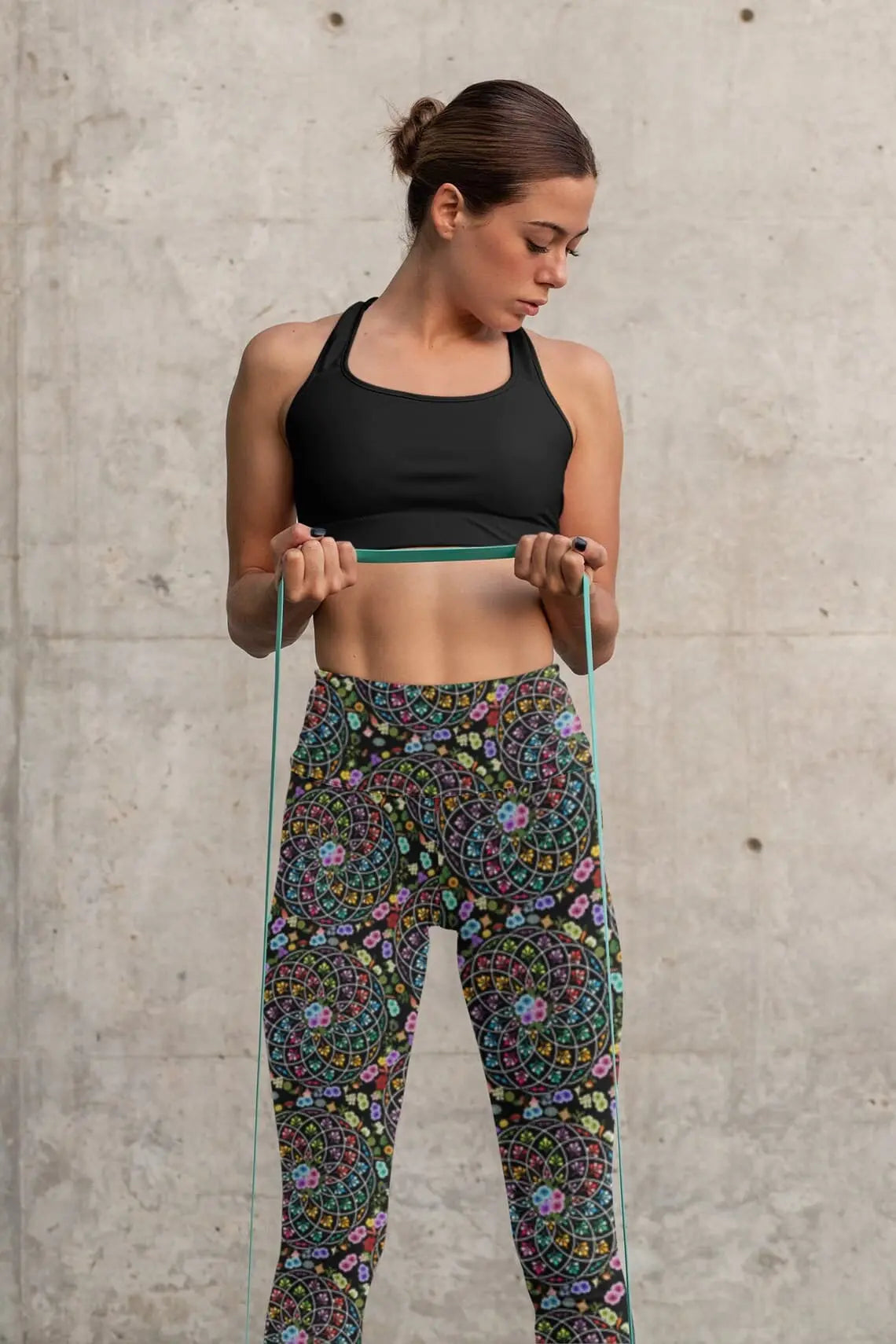 Mandala Leggings: Boho Floral Rainbow Print - Women's Activewear