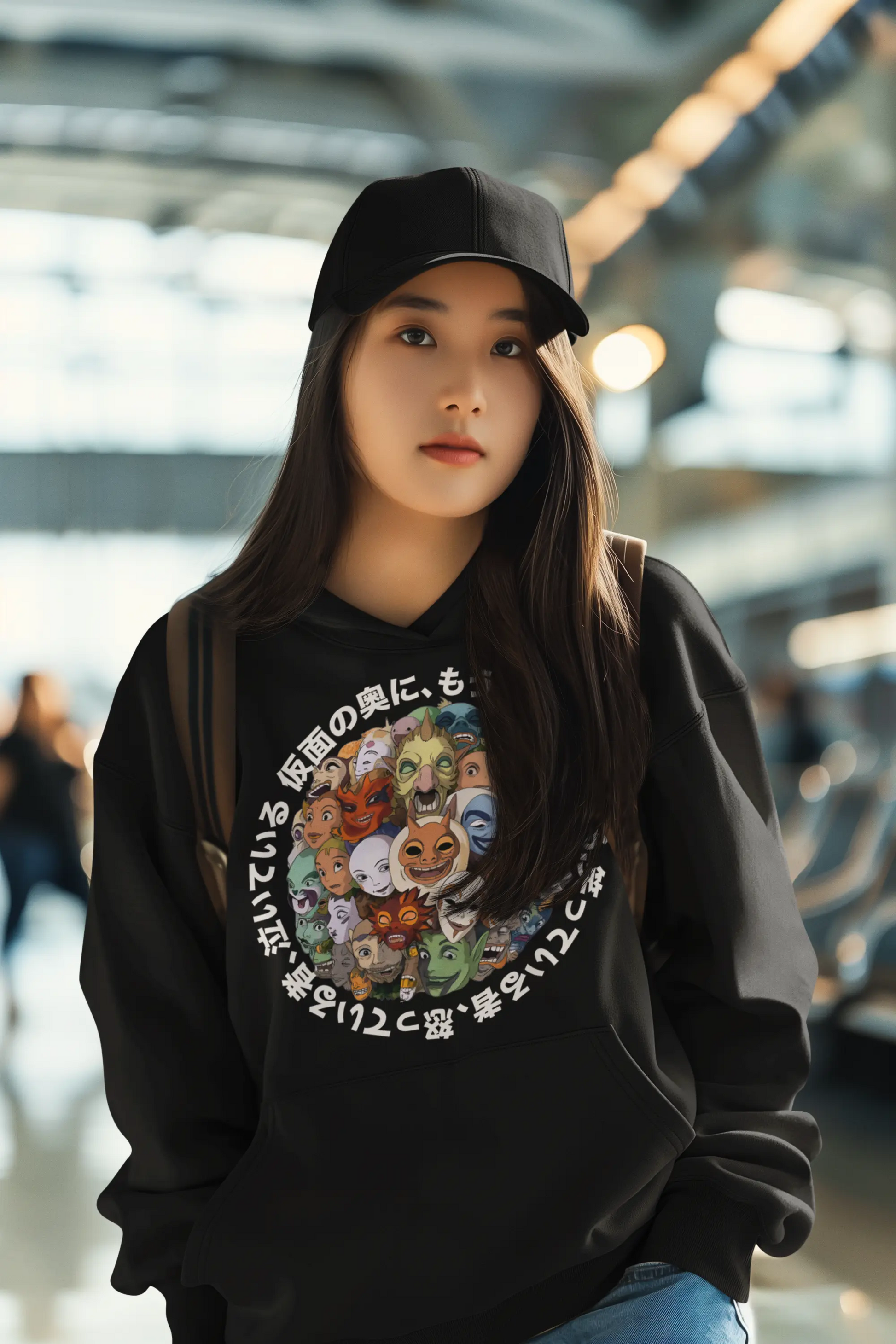 Japanese Folklore Masks Graphic Tee Shirt, Hoodie Sweatshirt