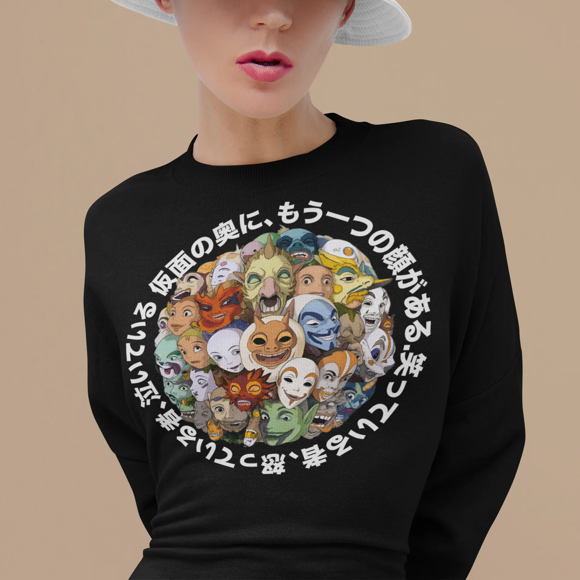 Japanese Folklore Masks Graphic Tee Shirt, Hoodie Sweatshirt