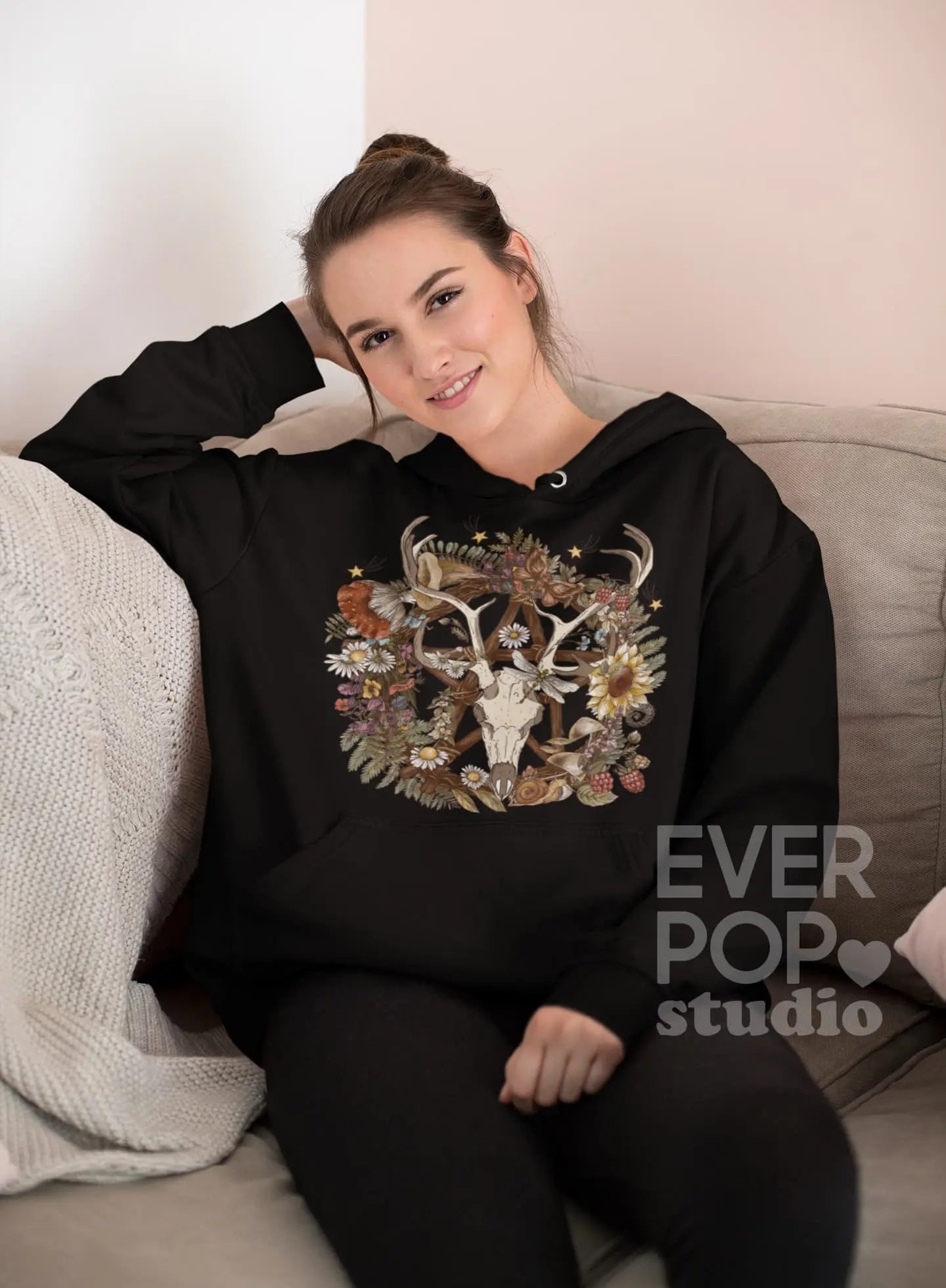 Moose Skull Graphic Tee Shirt, Hoodie Sweatshirt