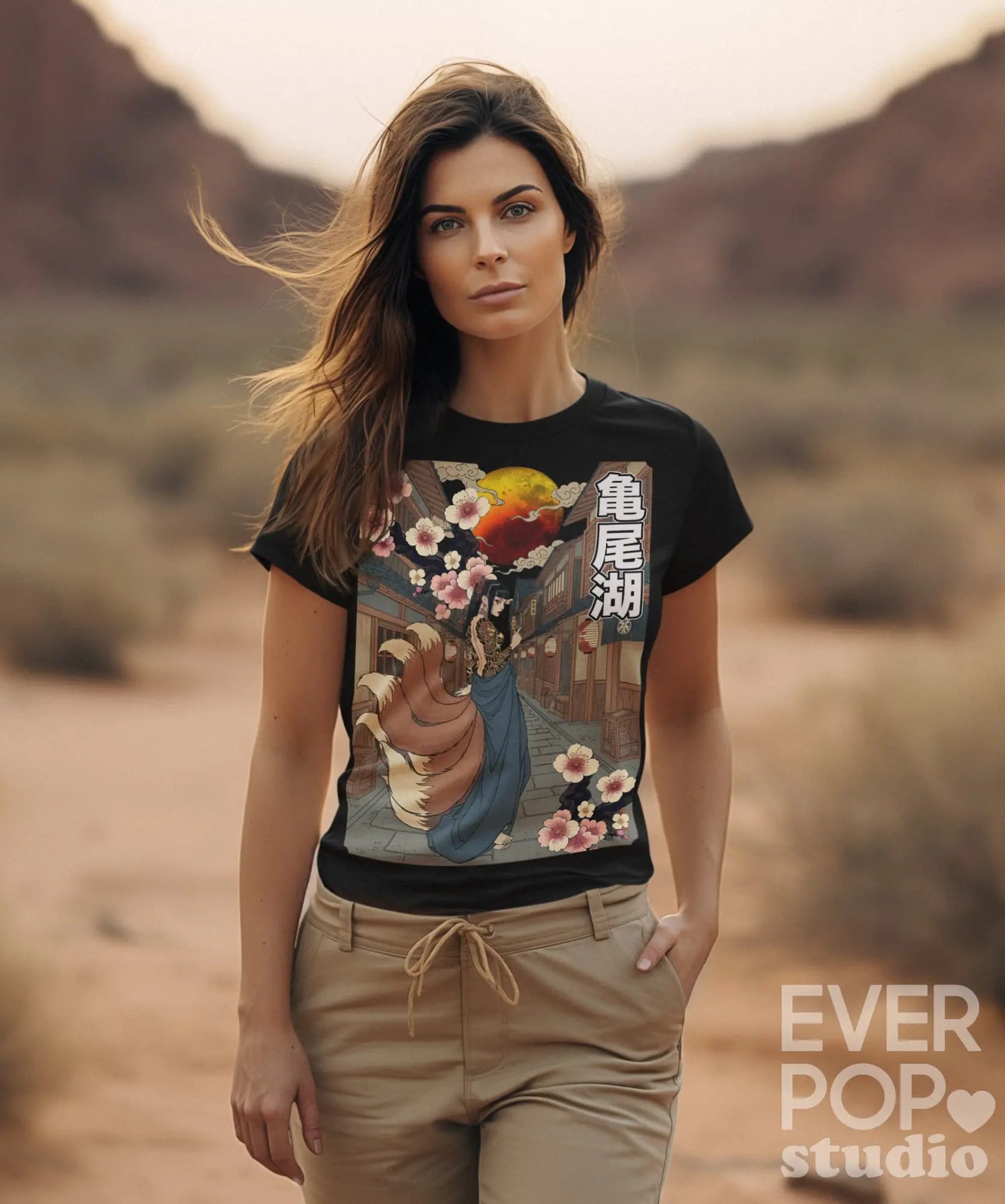 Nine-Tailed Fox Lady Graphic Tee Shirt, Hoodie Sweatshirt