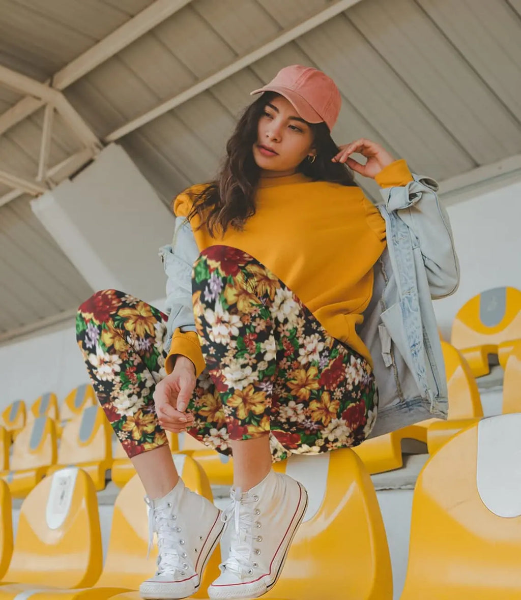 Floral Print Leggings: Women's Activewear Yoga Pants